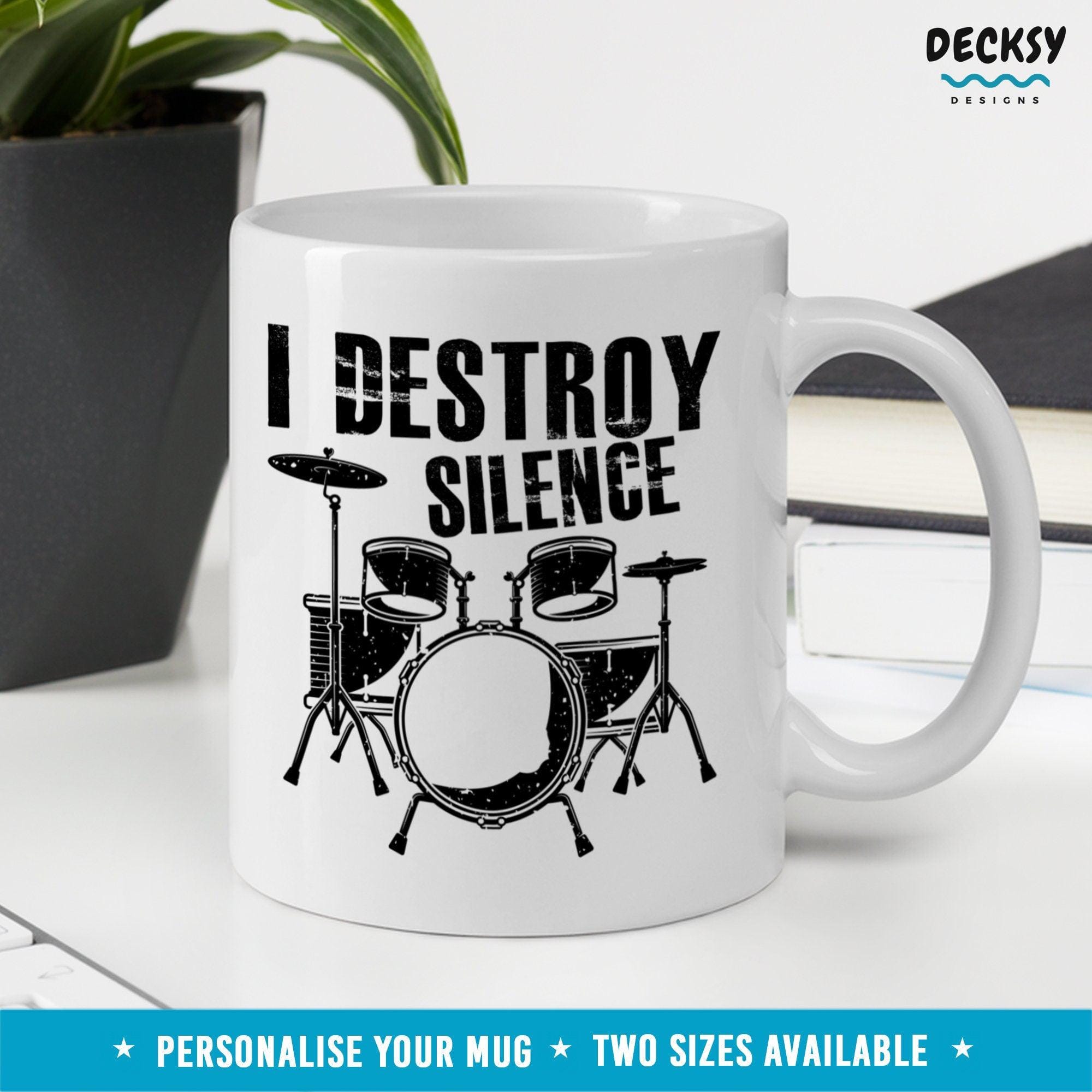 Drummer Coffee Mug, Gift For Drum Player-Home & Living:Kitchen & Dining:Drink & Barware:Drinkware:Mugs-DecksyDesigns-11 Oz-NO PERSONALISATION-DecksyDesigns