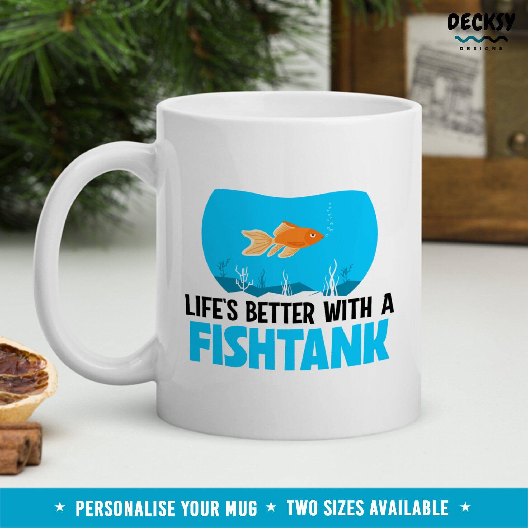 Fish Tank Mug, Custom Fish Lover Gift-Home & Living:Kitchen & Dining:Drink & Barware:Drinkware:Mugs-DecksyDesigns-11 Oz-NO PERSONALISATION-DecksyDesigns