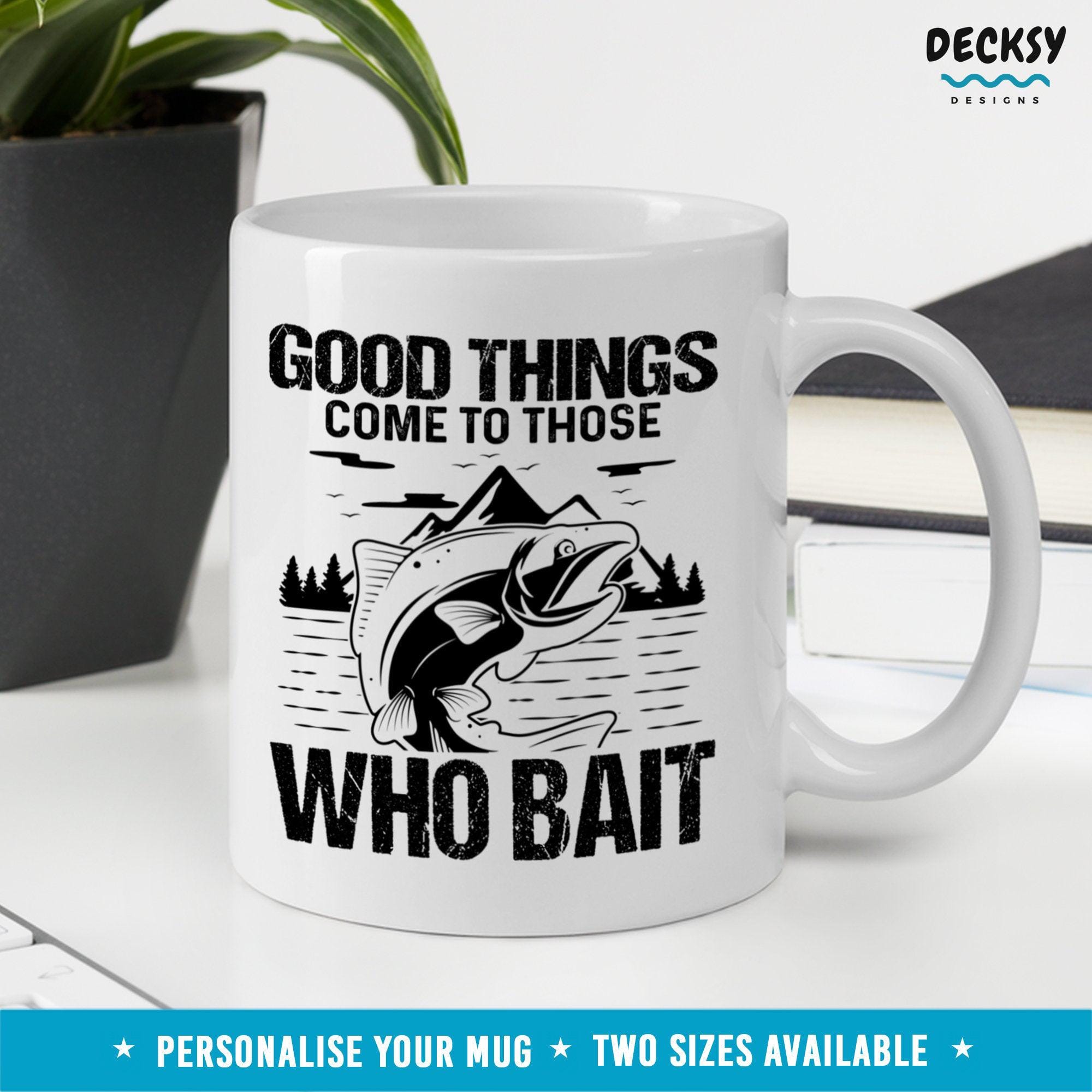 Fishing Mug Personalised, Funny Fishing Gift-Home & Living:Kitchen & Dining:Drink & Barware:Drinkware:Mugs-DecksyDesigns-11 Oz-NO PERSONALISATION-DecksyDesigns