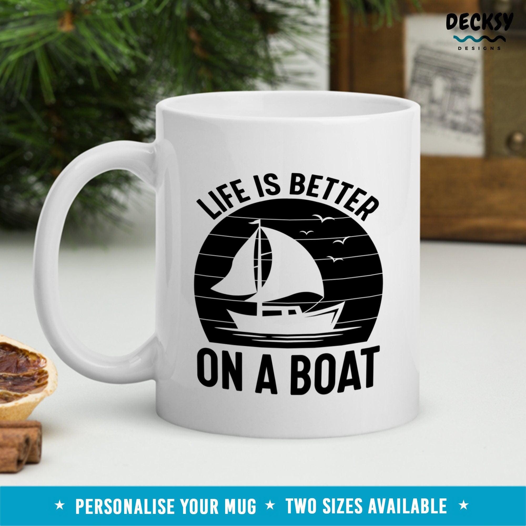 Funny Boat Lover Mug, Gift For Boaters-Home & Living:Kitchen & Dining:Drink & Barware:Drinkware:Mugs-DecksyDesigns-White Mug 11 oz-NO PERSONALISATION-DecksyDesigns