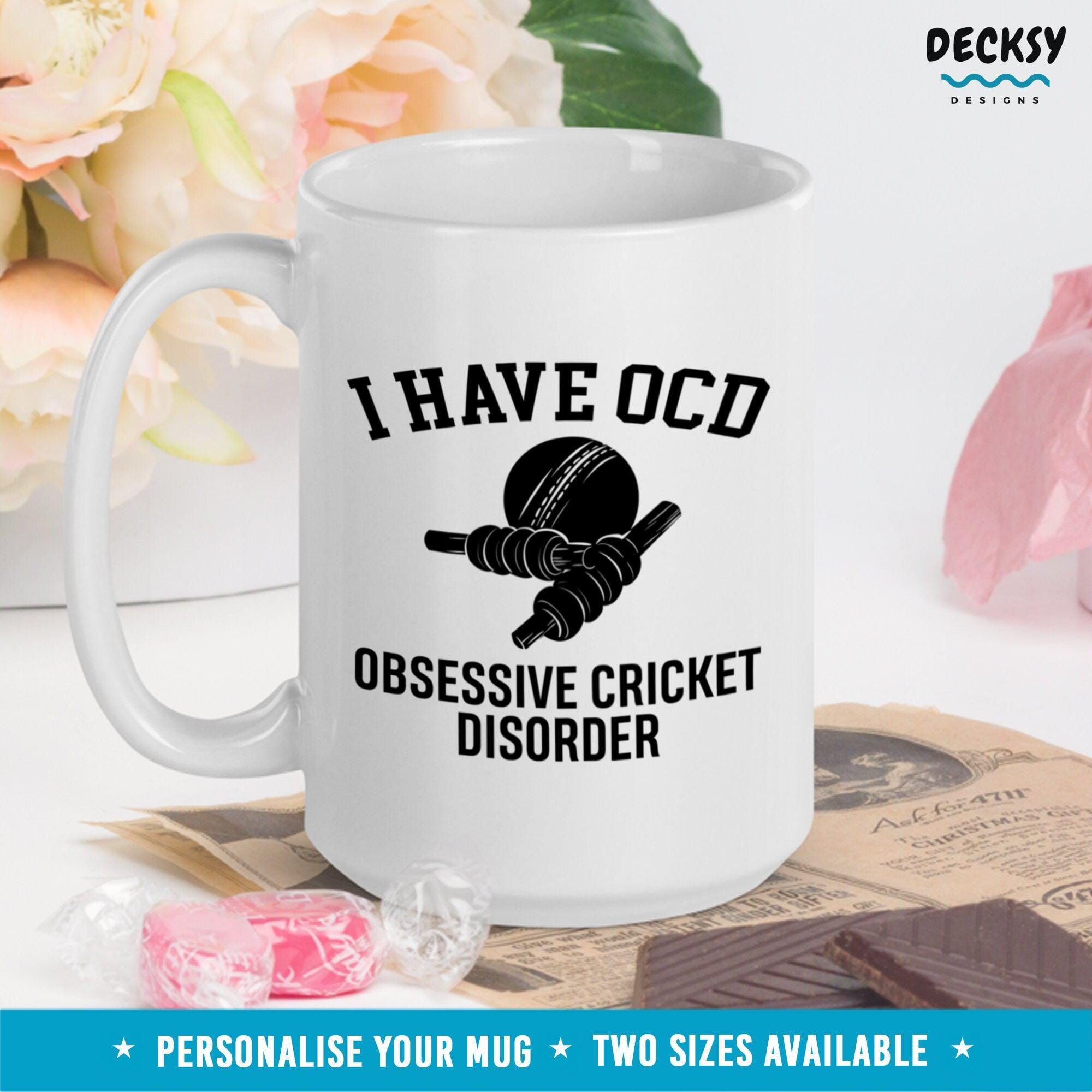 Funny Cricket Mug, Sports Gift-Home & Living:Kitchen & Dining:Drink & Barware:Drinkware:Mugs-DecksyDesigns-11 Oz-NO PERSONALISATION-DecksyDesigns