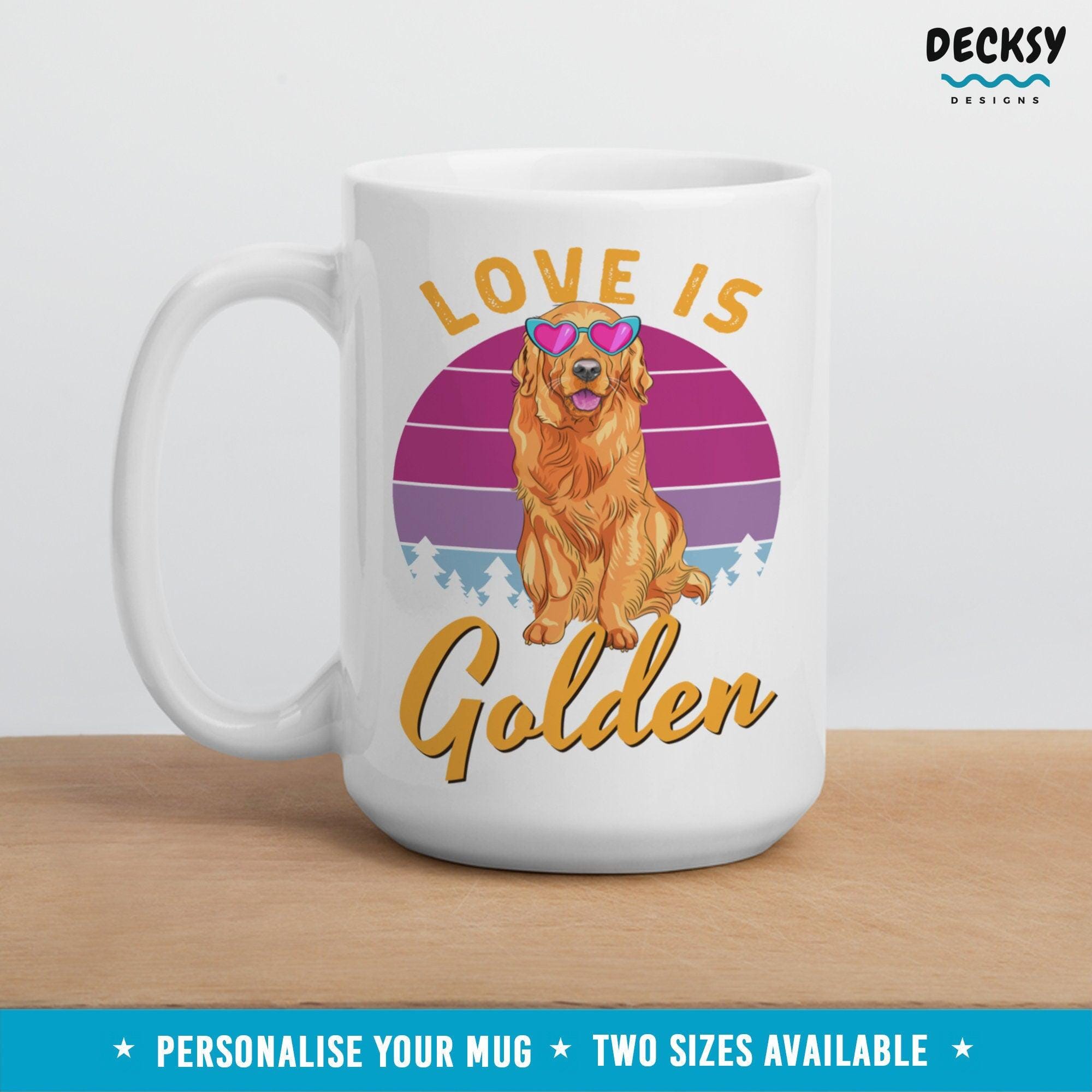 Golden Retriever Mug, Custom Dog Lover Gift-Home & Living:Kitchen & Dining:Drink & Barware:Drinkware:Mugs-DecksyDesigns-White Mug 11 oz-NO PERSONALISATION-DecksyDesigns