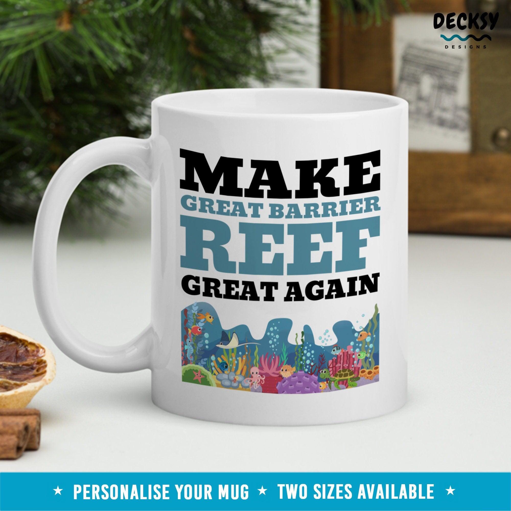 Great Barrier Reef, Marine Biologist Mug Gift-Home & Living:Kitchen & Dining:Drink & Barware:Drinkware:Mugs-DecksyDesigns-White Mug 11 oz-NO PERSONALISATION-DecksyDesigns