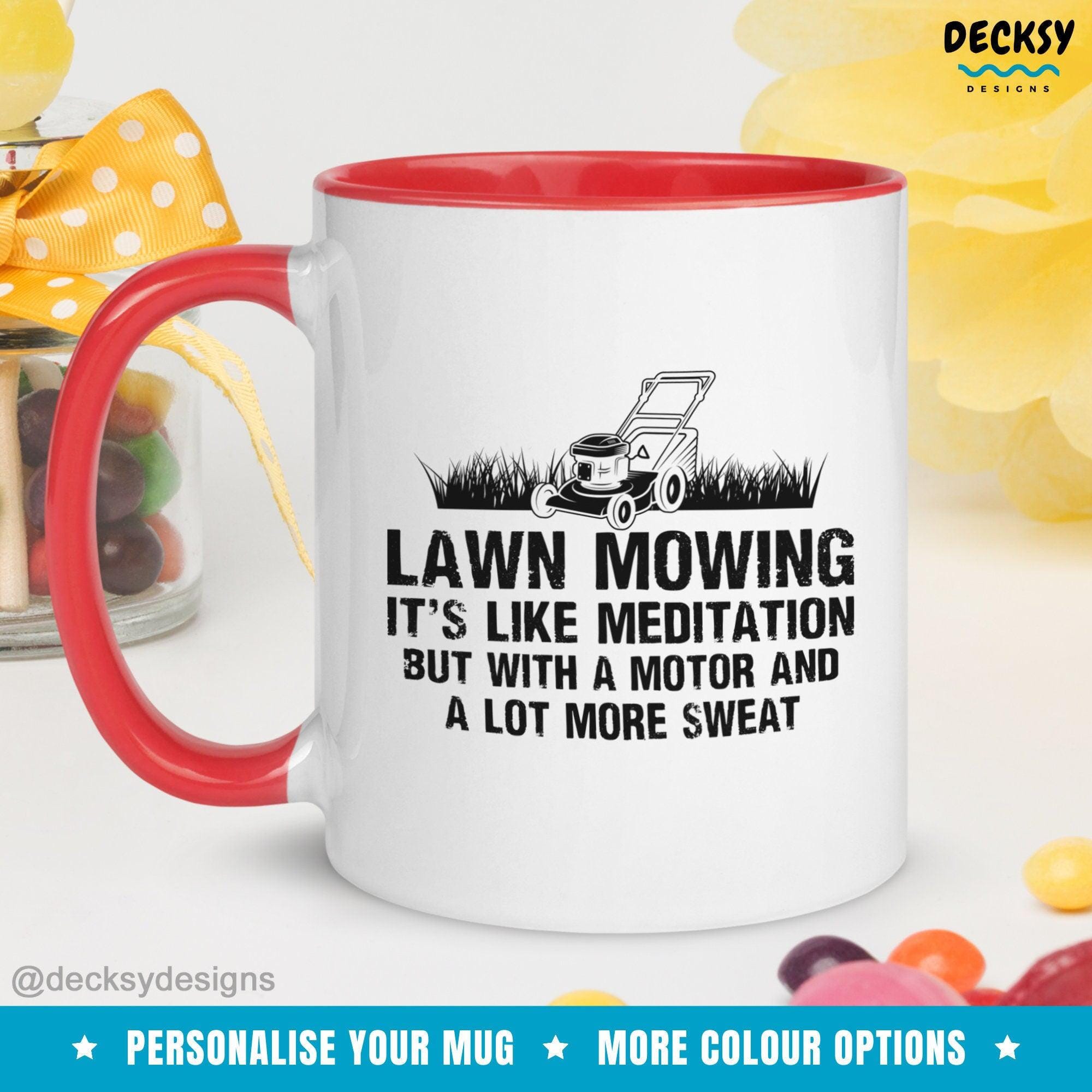 Lawn Mowing Mug, Landscaping Gift-Home & Living:Kitchen & Dining:Drink & Barware:Drinkware:Mugs-DecksyDesigns-White Mug 11 oz-NO PERSONALISATION-DecksyDesigns