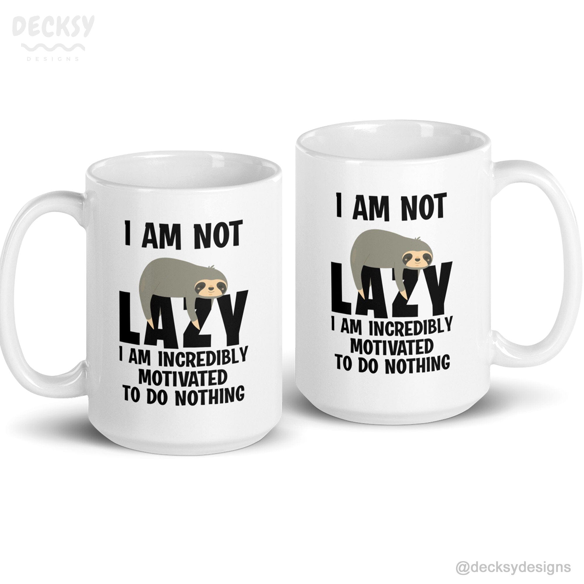 Lazy Day Mug, Custom Sloth Lover Gift-Home & Living:Kitchen & Dining:Drink & Barware:Drinkware:Mugs-DecksyDesigns-11 Oz-Font #1-DecksyDesigns