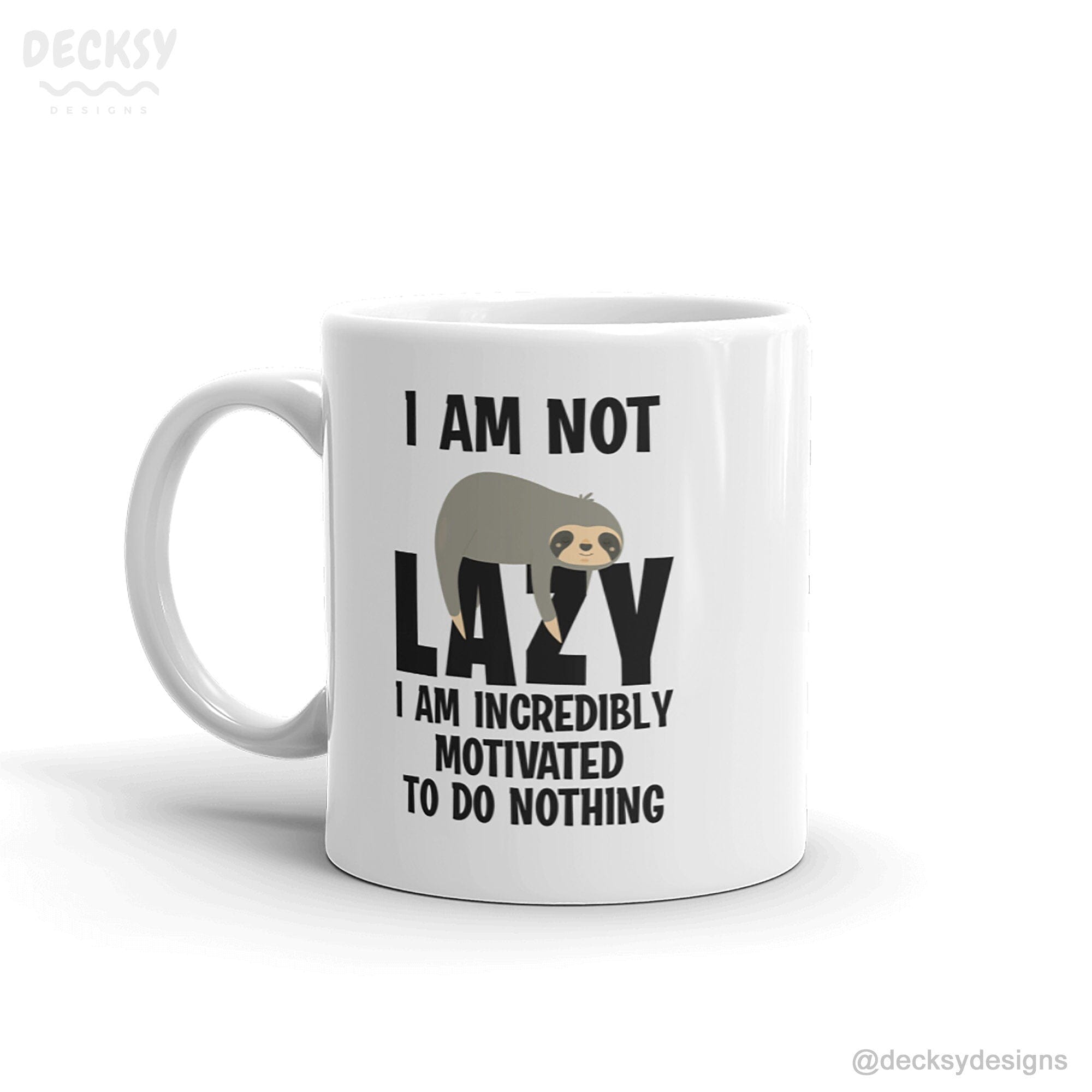 Lazy Day Mug, Custom Sloth Lover Gift-Home & Living:Kitchen & Dining:Drink & Barware:Drinkware:Mugs-DecksyDesigns-11 Oz-Font #1-DecksyDesigns