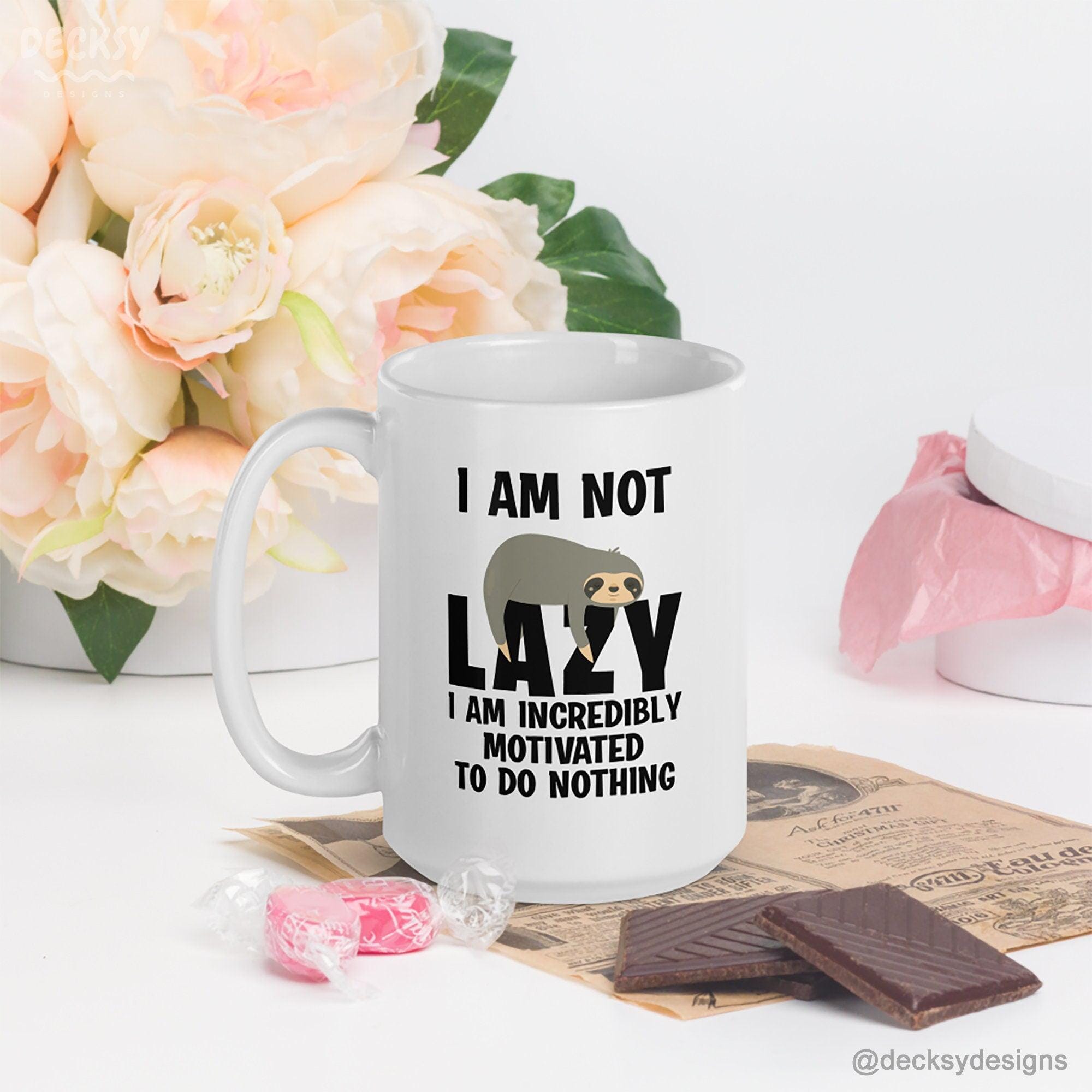 Lazy Day Mug, Custom Sloth Lover Gift-Home & Living:Kitchen & Dining:Drink & Barware:Drinkware:Mugs-DecksyDesigns-11 Oz-Font #1-DecksyDesigns