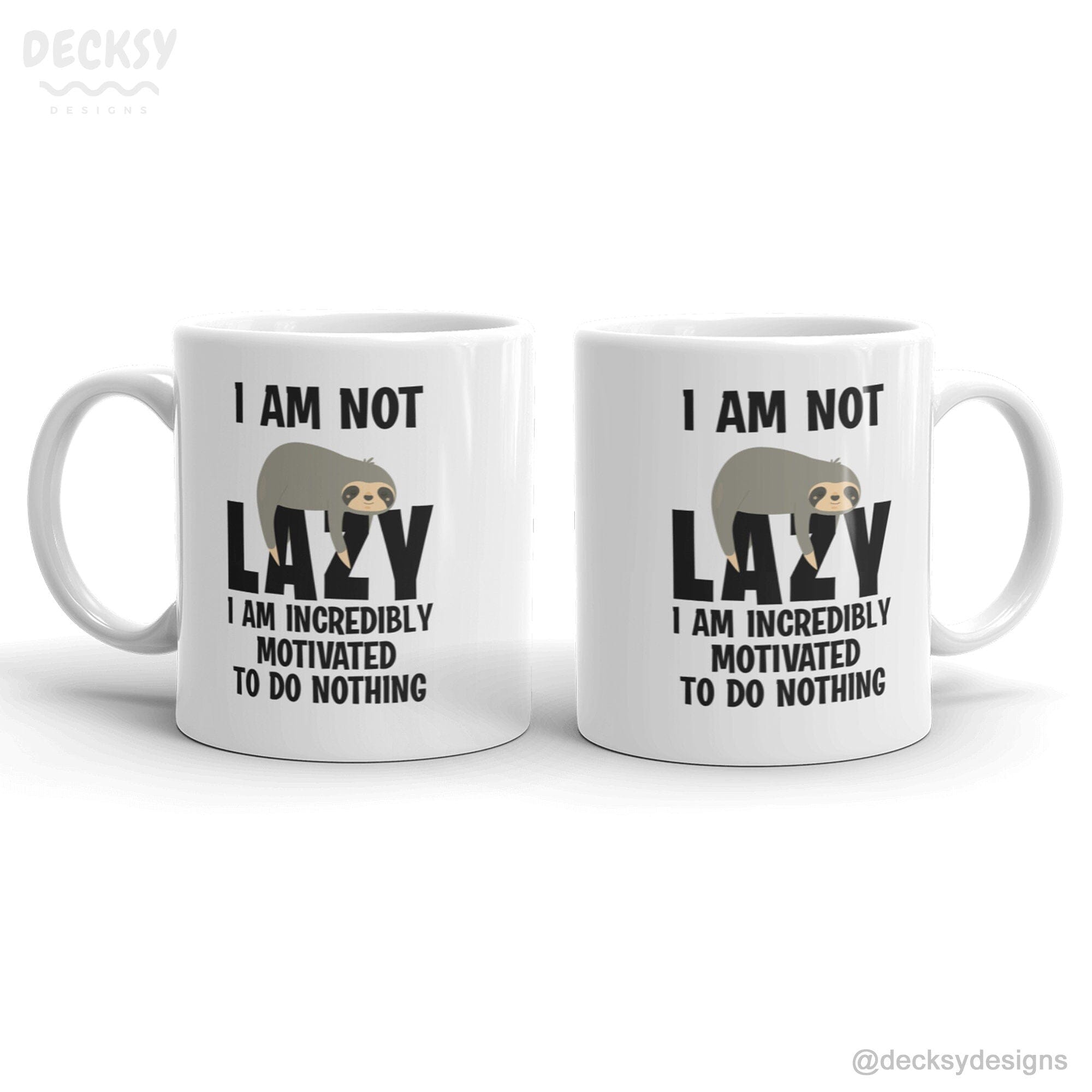 Lazy Day Mug, Custom Sloth Lover Gift-Home & Living:Kitchen & Dining:Drink & Barware:Drinkware:Mugs-DecksyDesigns-11 Oz-Font #1-DecksyDesigns