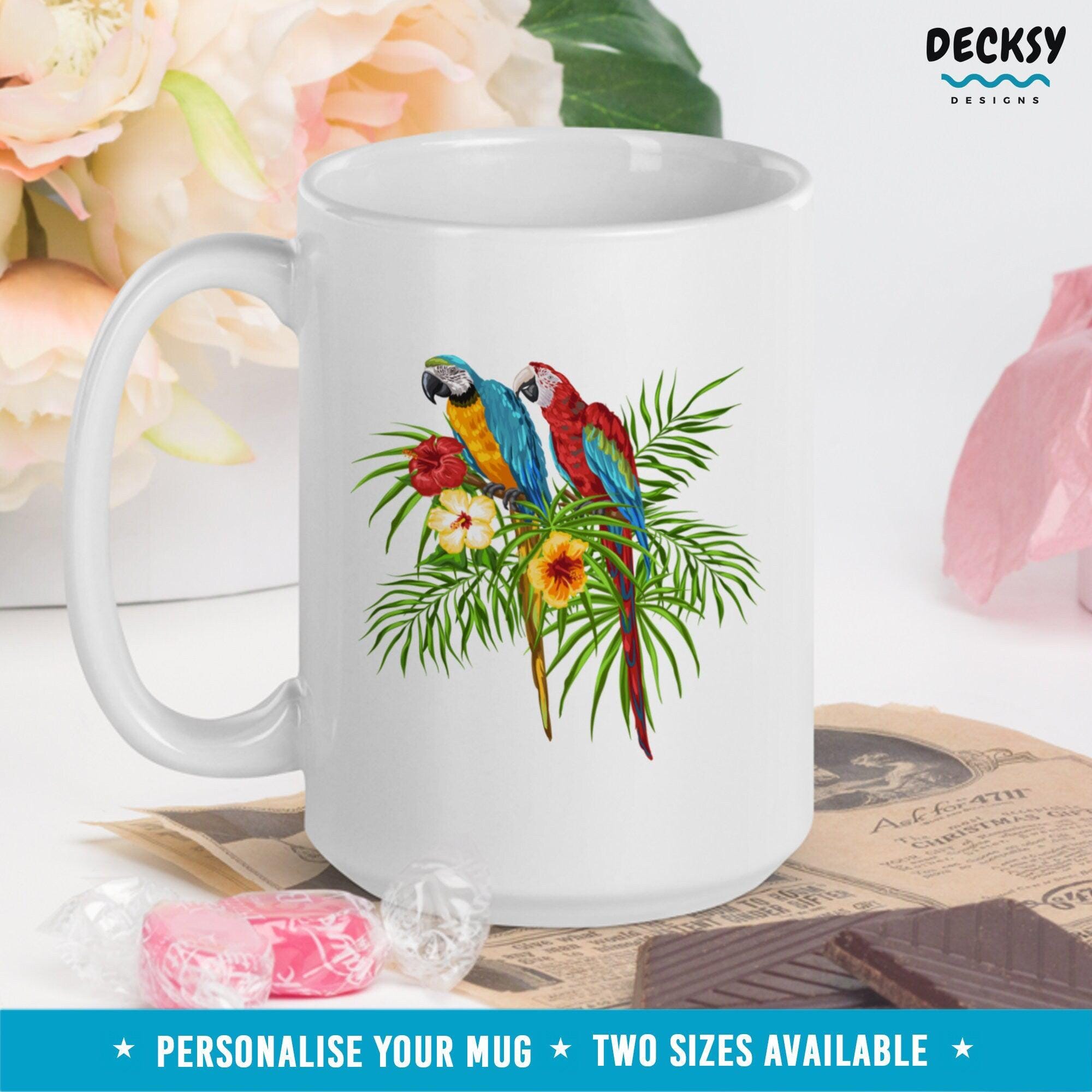 Macaw Mug, Custom Parrot Lover Gift-Home & Living:Kitchen & Dining:Drink & Barware:Drinkware:Mugs-DecksyDesigns-11 Oz-NO PERSONALISATION-DecksyDesigns