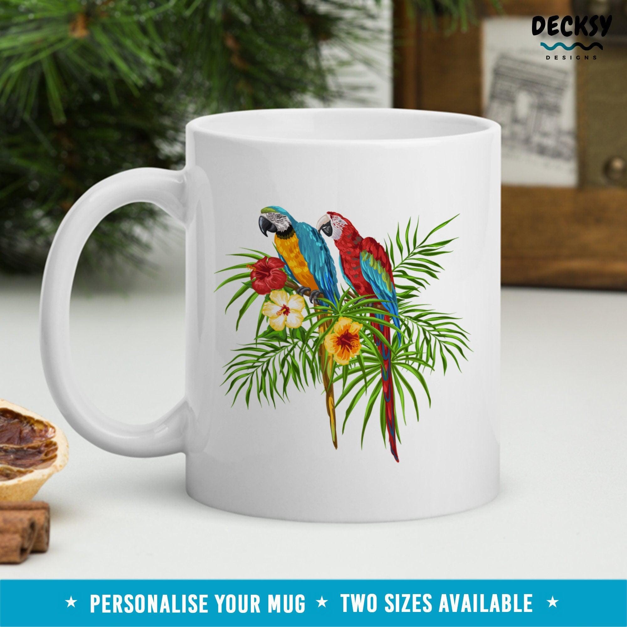 Macaws Coffee Mug, Macaw Parrot Gift-Home & Living:Kitchen & Dining:Drink & Barware:Drinkware:Mugs-DecksyDesigns-White Mug 11 oz-NO PERSONALISATION-DecksyDesigns