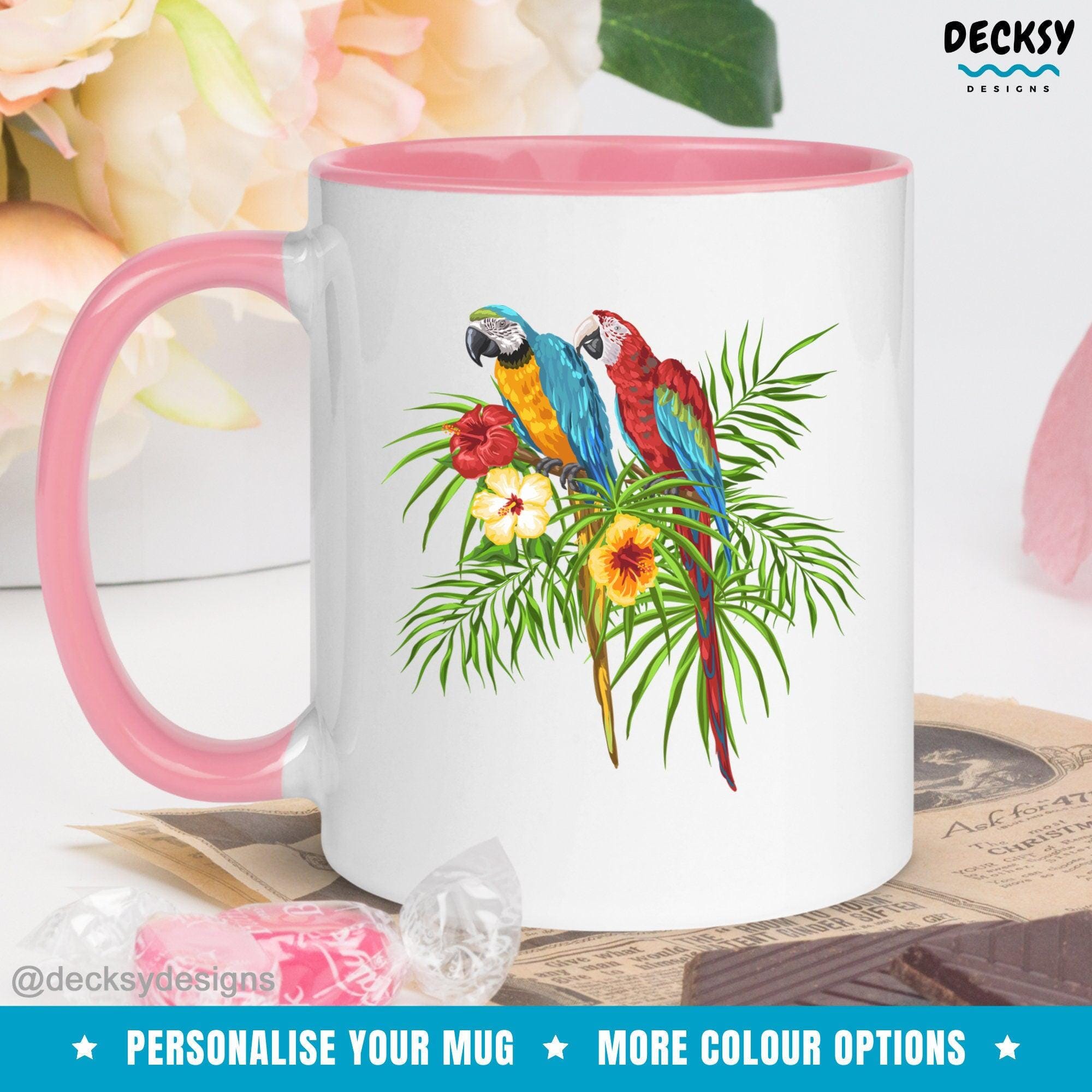 Macaws Coffee Mug, Macaw Parrot Gift-Home & Living:Kitchen & Dining:Drink & Barware:Drinkware:Mugs-DecksyDesigns-White Mug 11 oz-NO PERSONALISATION-DecksyDesigns