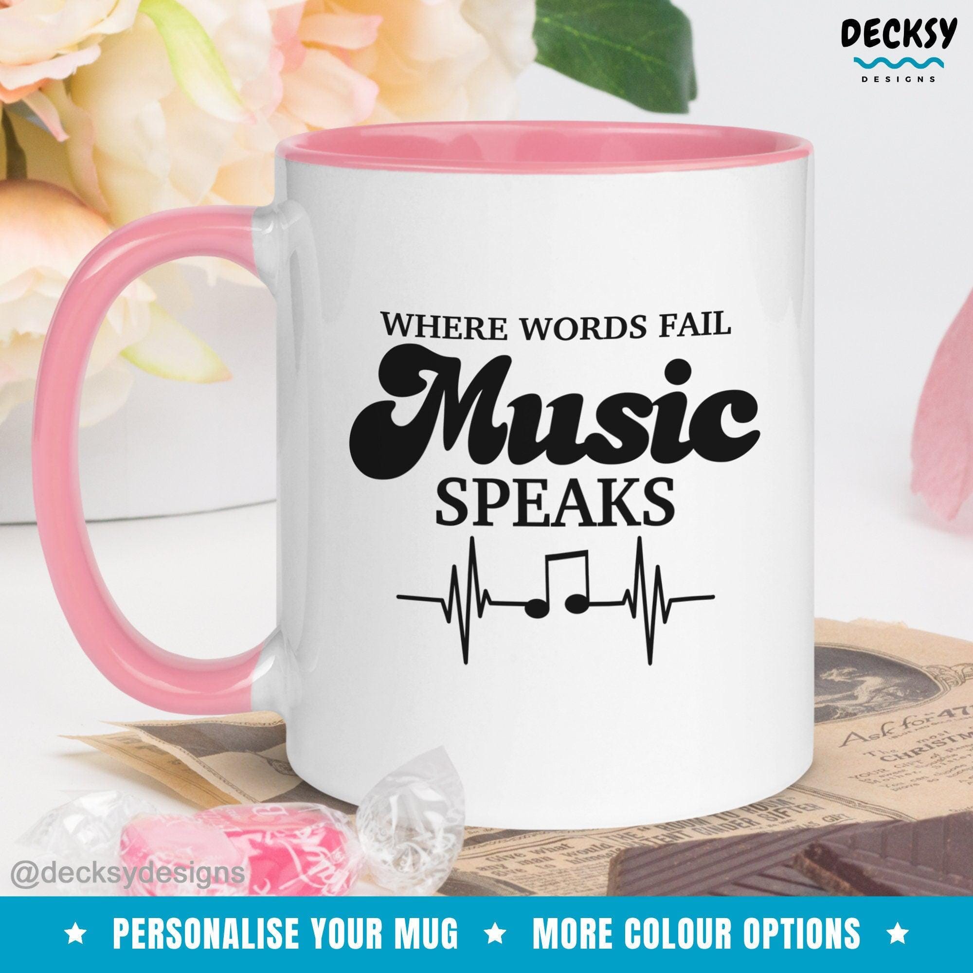 Music Mug, Custom Music Lover Gift-Home & Living:Kitchen & Dining:Drink & Barware:Drinkware:Mugs-DecksyDesigns-White Mug 11 oz-NO PERSONALISATION-DecksyDesigns