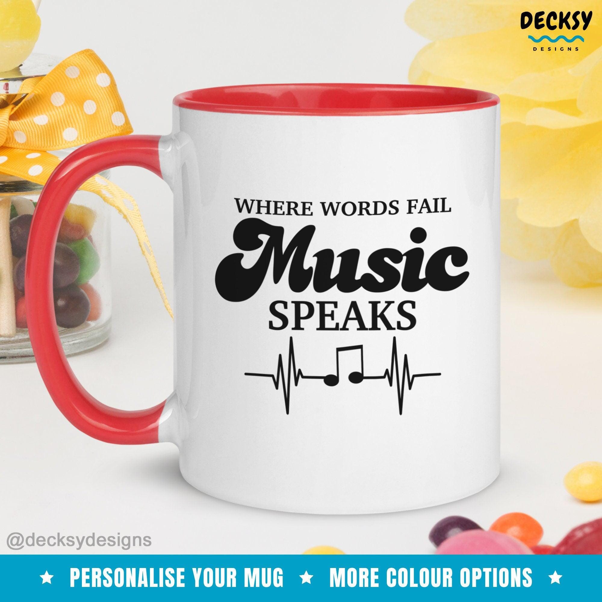 Music Mug, Custom Music Lover Gift-Home & Living:Kitchen & Dining:Drink & Barware:Drinkware:Mugs-DecksyDesigns-White Mug 11 oz-NO PERSONALISATION-DecksyDesigns