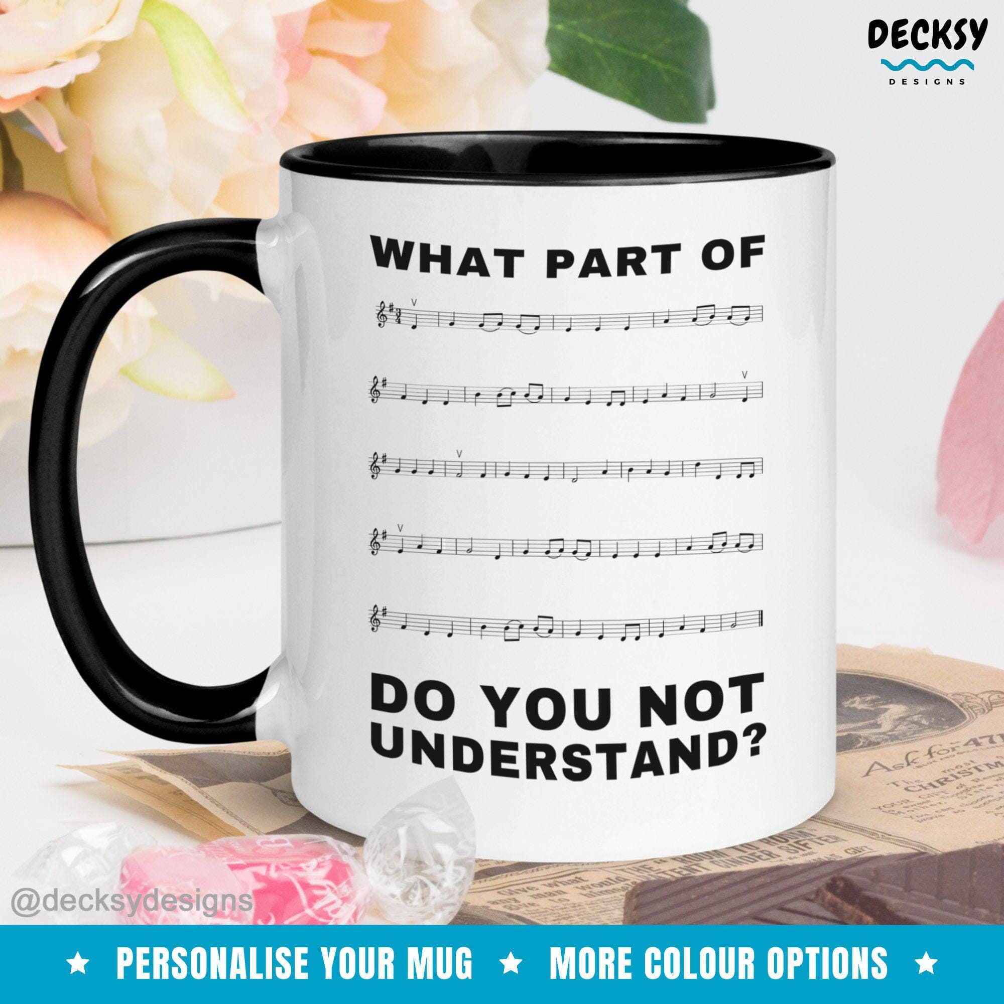 Music Notes Mug, Custom Music Teacher Gift-Home & Living:Kitchen & Dining:Drink & Barware:Drinkware:Mugs-DecksyDesigns-White Mug 11 oz-NO PERSONALISATION-DecksyDesigns