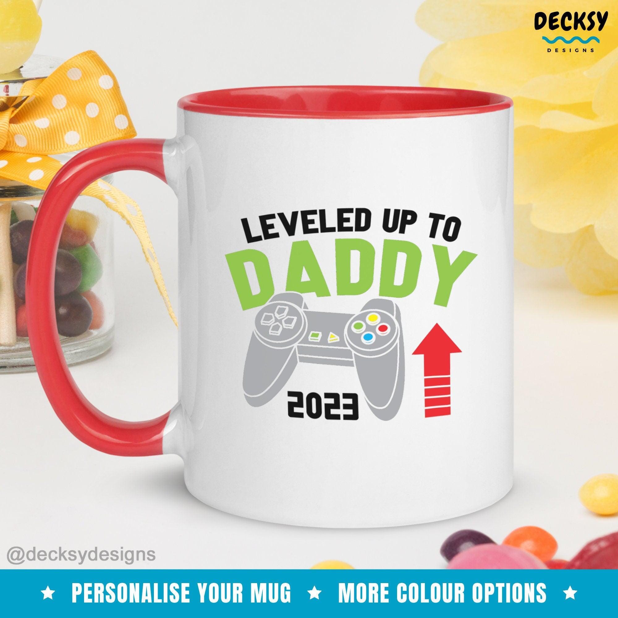 New Dad Gamer Mug, Dad Est 2023 Gift-Home & Living:Kitchen & Dining:Drink & Barware:Drinkware:Mugs-DecksyDesigns-White Mug 11 oz-NO PERSONALISATION-DecksyDesigns