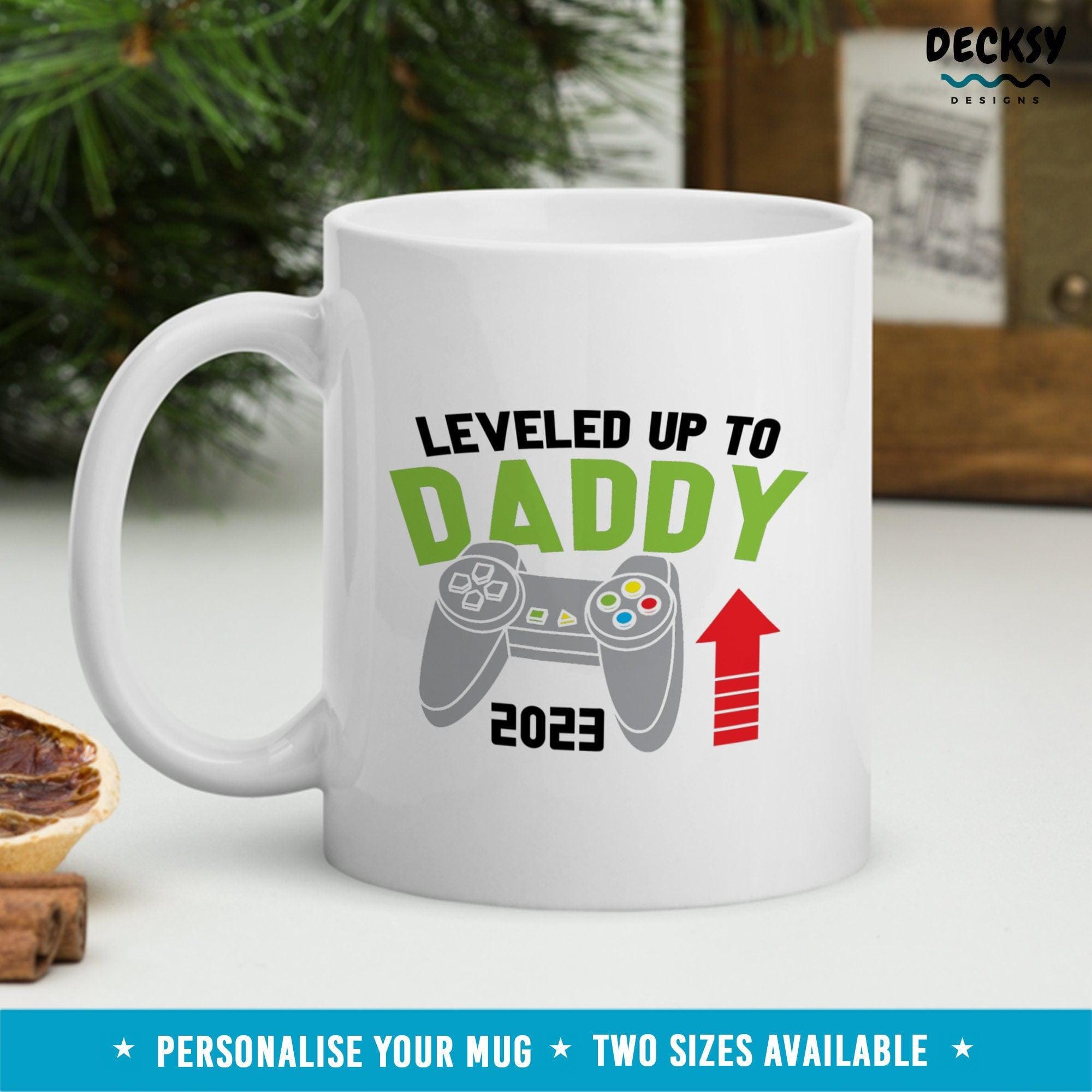 New Dad Gamer Mug, Dad Est 2023 Gift-Home & Living:Kitchen & Dining:Drink & Barware:Drinkware:Mugs-DecksyDesigns-White Mug 11 oz-NO PERSONALISATION-DecksyDesigns