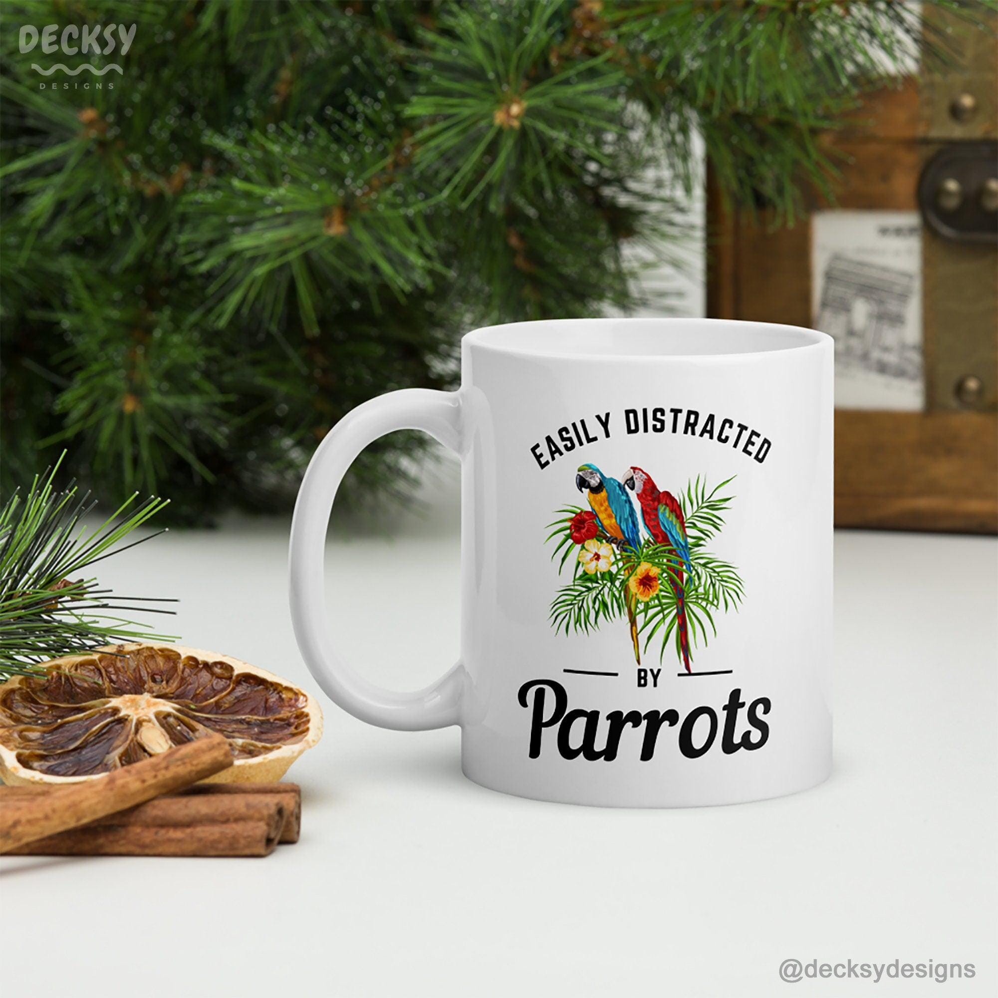 Parrot Lover Gift, Macaw Coffee Mug-Home & Living:Kitchen & Dining:Drink & Barware:Drinkware:Mugs-DecksyDesigns-11 Oz-Font #1-DecksyDesigns