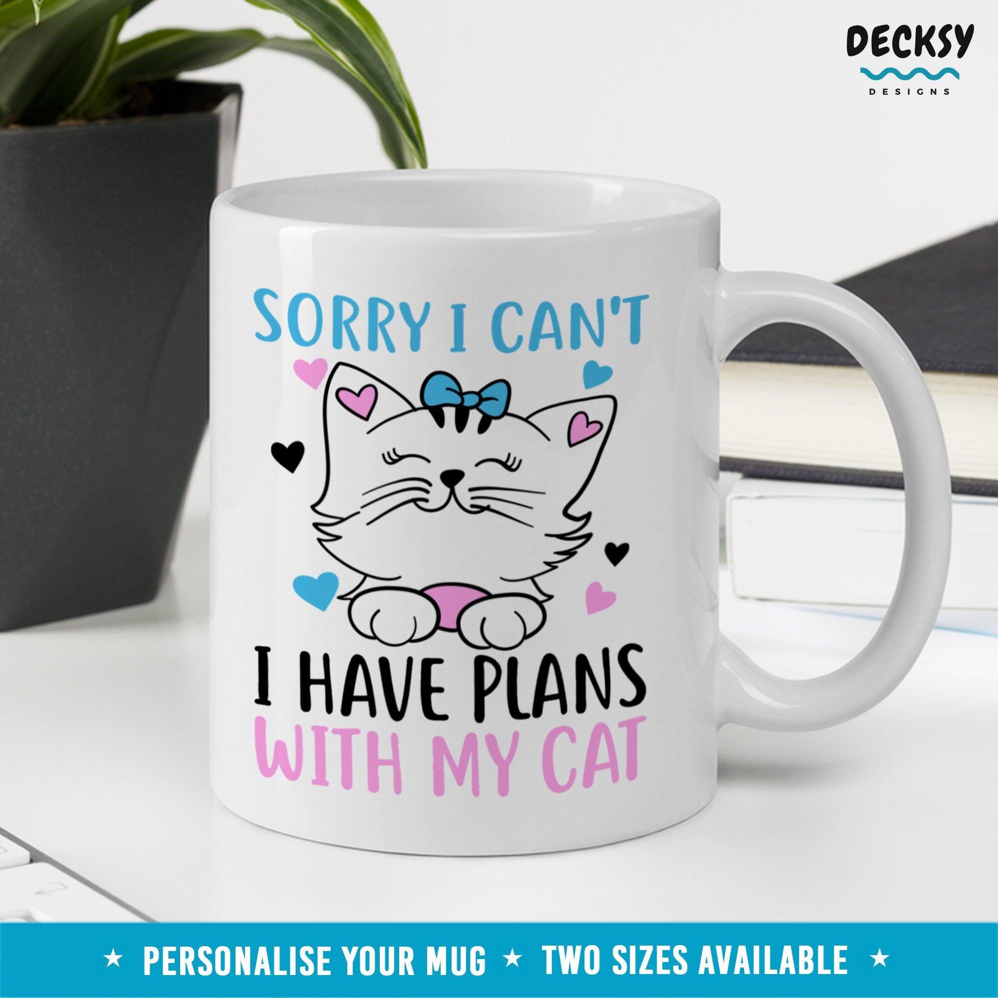 Personalised Cute Cat Mug, Cat Lady Gift-Home & Living:Kitchen & Dining:Drink & Barware:Drinkware:Mugs-DecksyDesigns-11 Oz-NO PERSONALISATION-DecksyDesigns