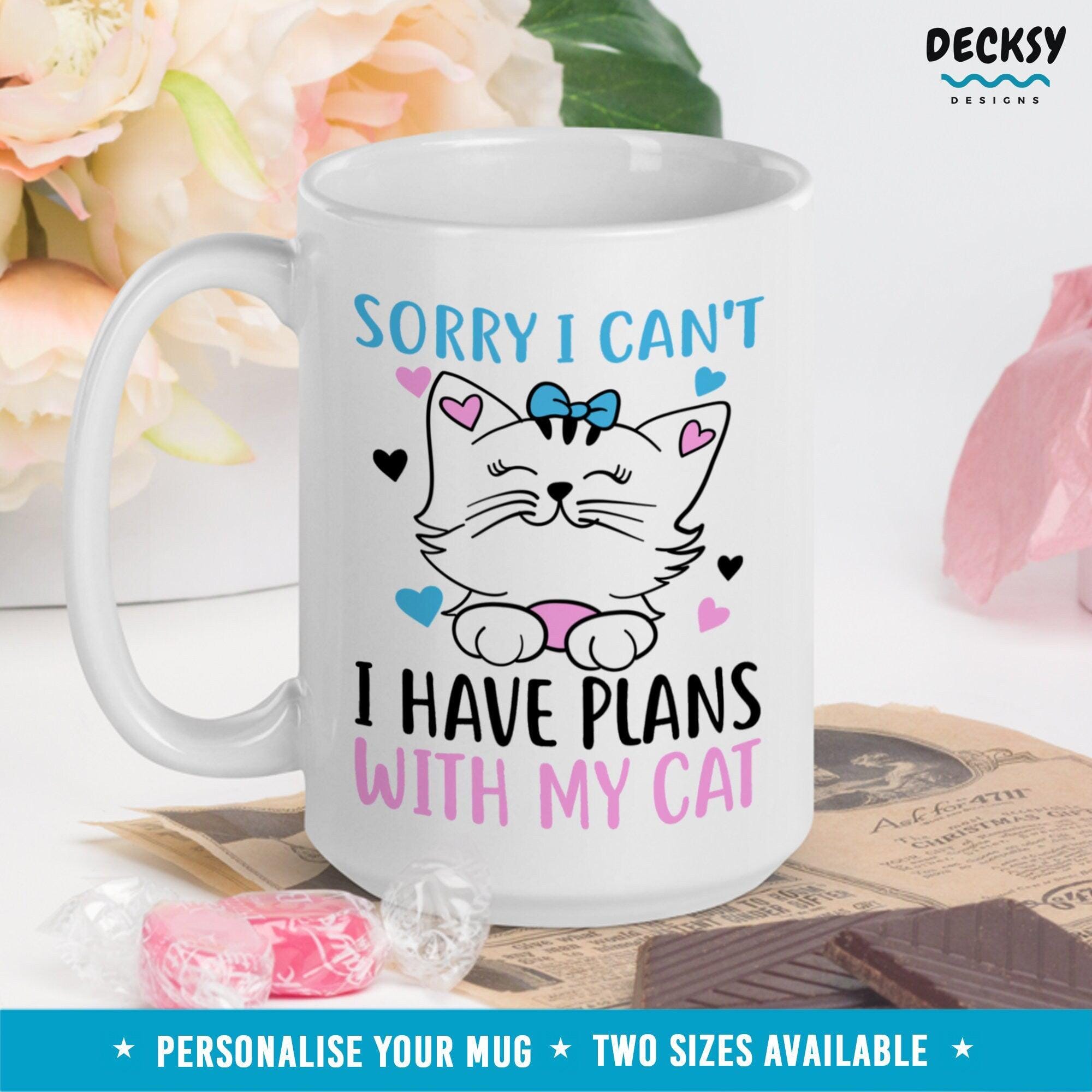 Personalised Cute Cat Mug, Cat Lady Gift-Home & Living:Kitchen & Dining:Drink & Barware:Drinkware:Mugs-DecksyDesigns-11 Oz-NO PERSONALISATION-DecksyDesigns