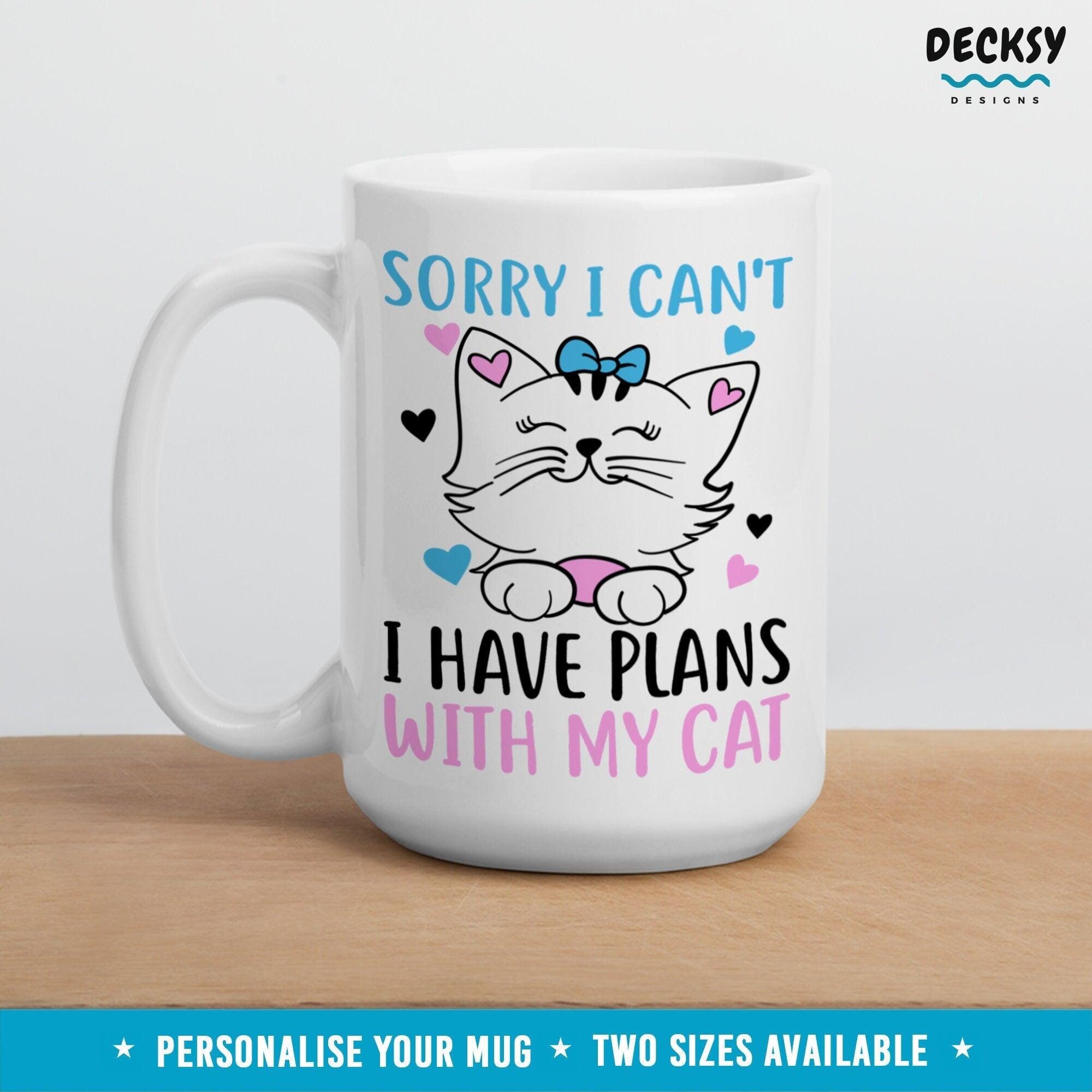 Personalised Cute Cat Mug, Cat Lady Gift-Home & Living:Kitchen & Dining:Drink & Barware:Drinkware:Mugs-DecksyDesigns-11 Oz-NO PERSONALISATION-DecksyDesigns