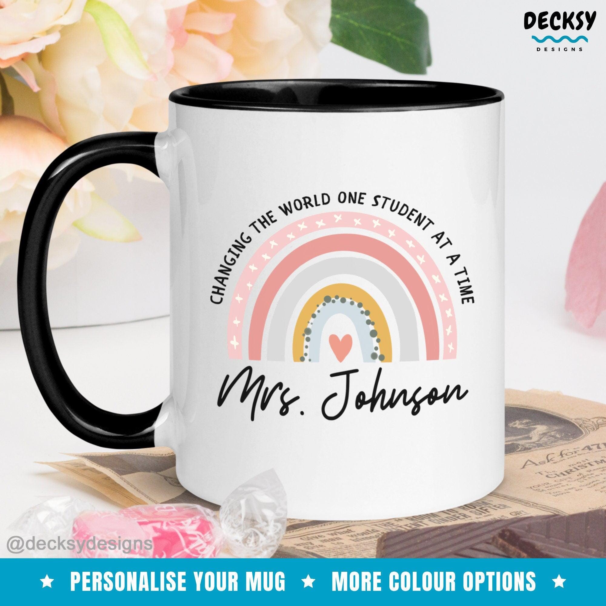 Personalised Teacher Mug, Custom Gift-Home & Living:Kitchen & Dining:Drink & Barware:Drinkware:Mugs-DecksyDesigns-White Mug 11 oz-Font #4-DecksyDesigns