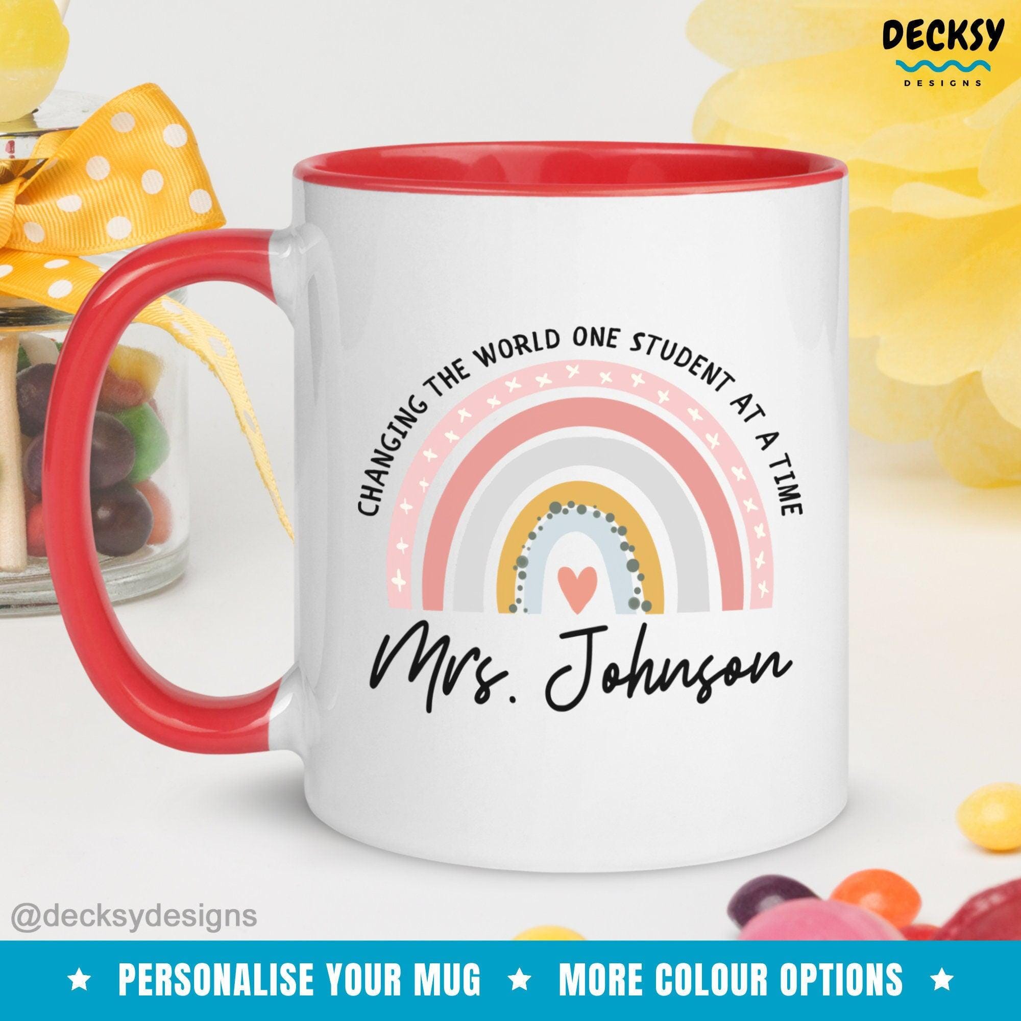 Personalised Teacher Mug, Custom Gift-Home & Living:Kitchen & Dining:Drink & Barware:Drinkware:Mugs-DecksyDesigns-White Mug 11 oz-Font #4-DecksyDesigns