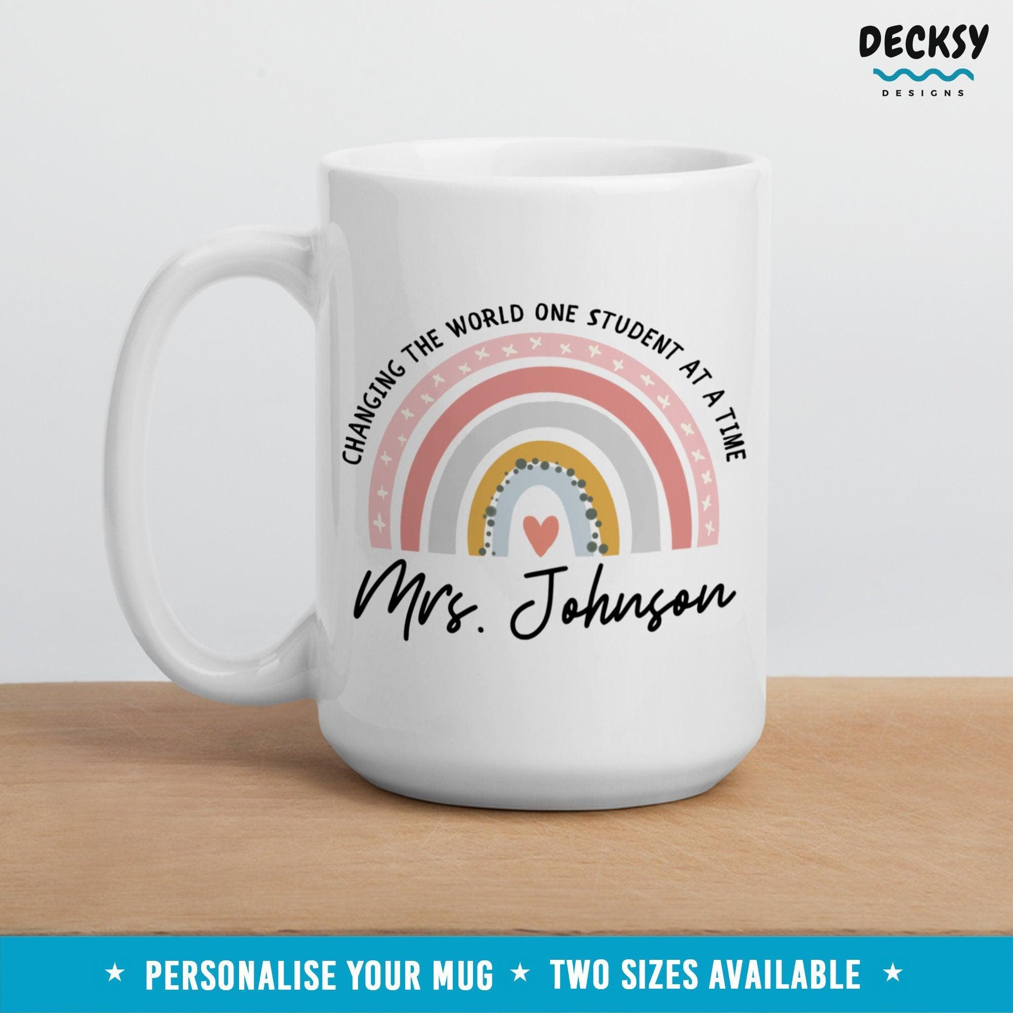 Personalised Teacher Mug, Custom Gift-Home & Living:Kitchen & Dining:Drink & Barware:Drinkware:Mugs-DecksyDesigns-White Mug 11 oz-Font #4-DecksyDesigns