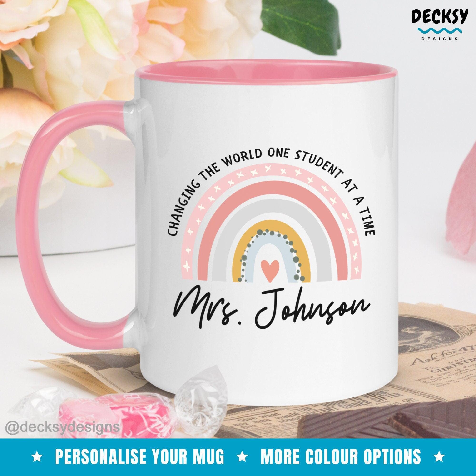 Personalised Teacher Mug, Custom Gift-Home & Living:Kitchen & Dining:Drink & Barware:Drinkware:Mugs-DecksyDesigns-White Mug 11 oz-Font #4-DecksyDesigns