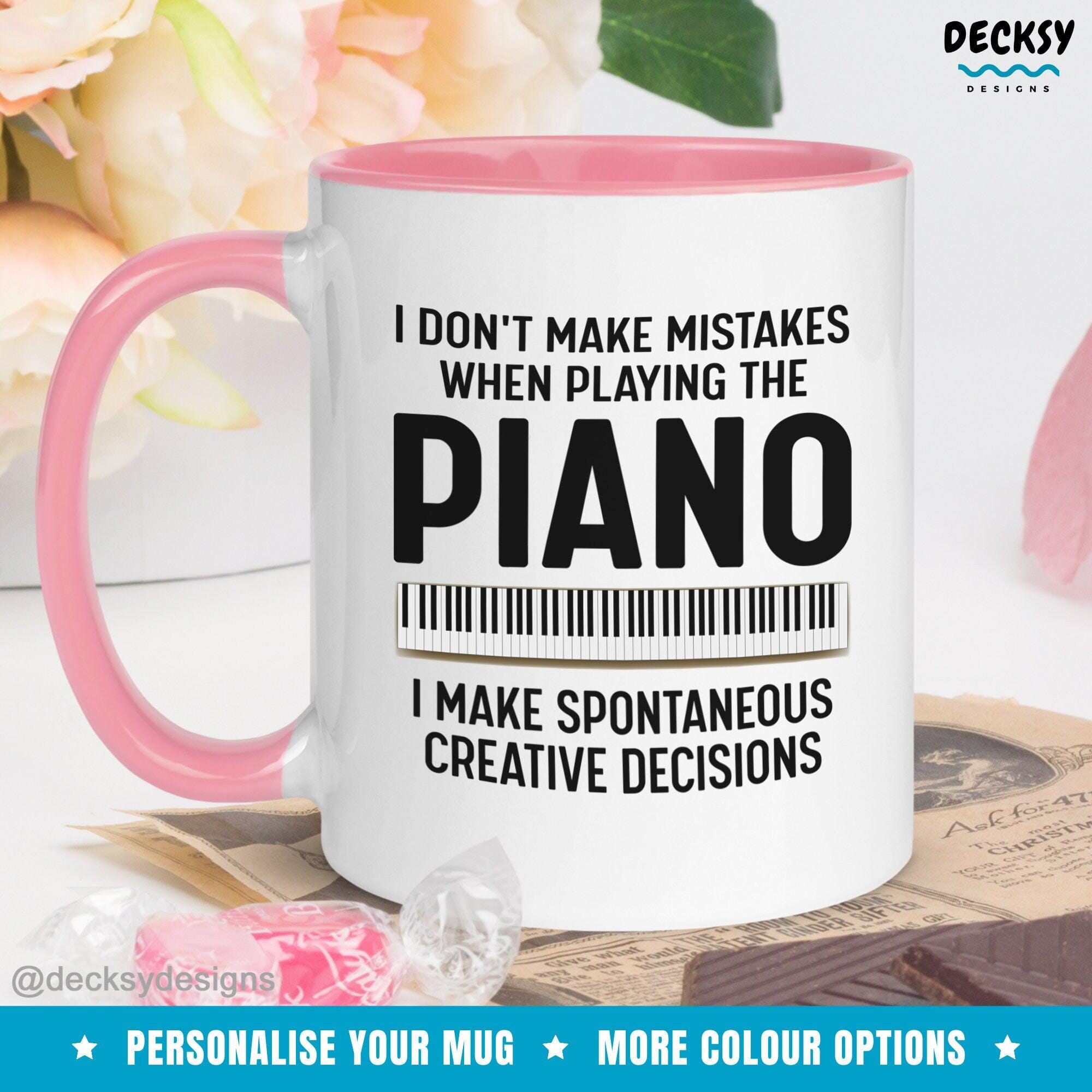 Piano Coffee Mug, Custom Pianist Gift-Home & Living:Kitchen & Dining:Drink & Barware:Drinkware:Mugs-DecksyDesigns-White Mug 11 oz-NO PERSONALISATION-DecksyDesigns