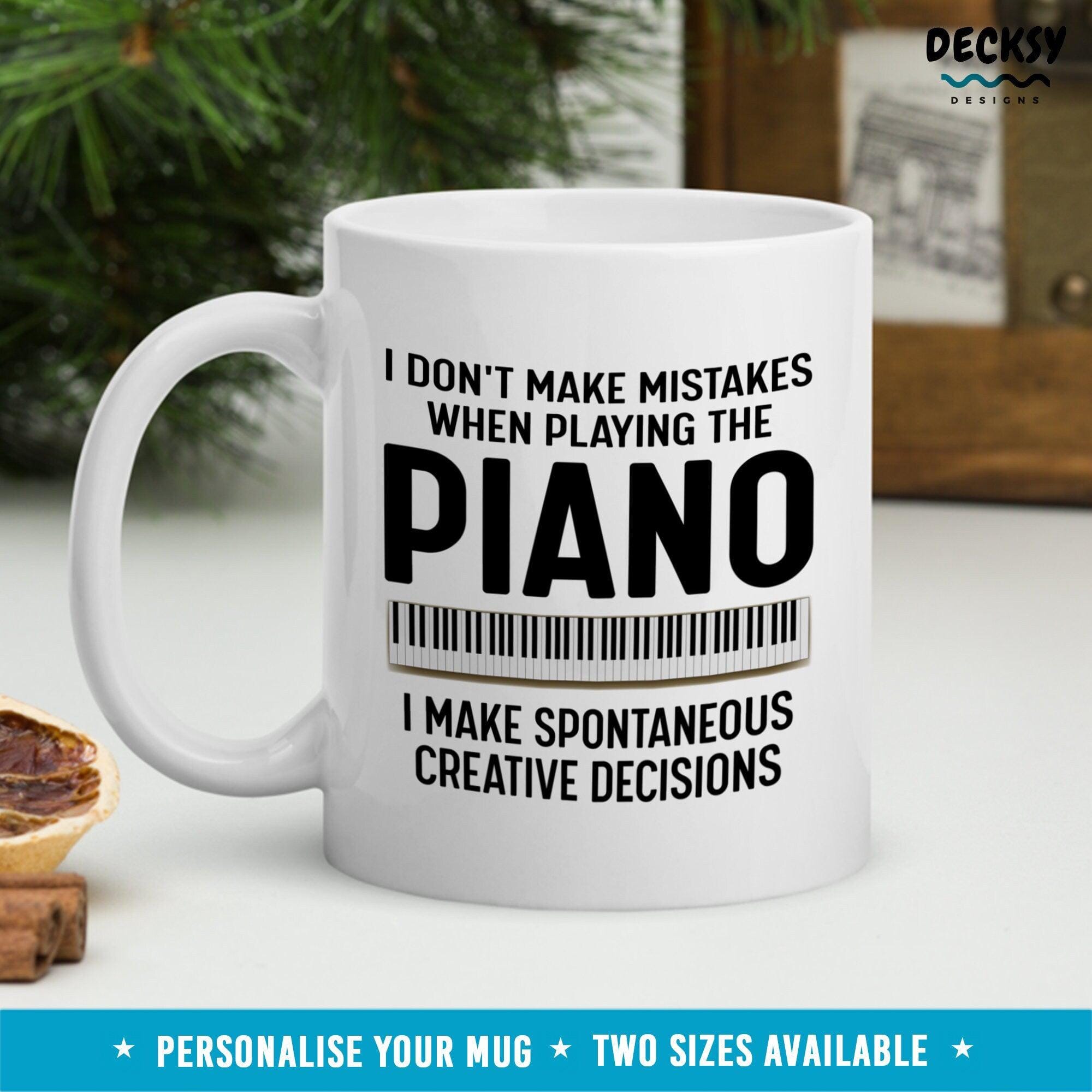 Piano Coffee Mug, Custom Pianist Gift-Home & Living:Kitchen & Dining:Drink & Barware:Drinkware:Mugs-DecksyDesigns-White Mug 11 oz-NO PERSONALISATION-DecksyDesigns