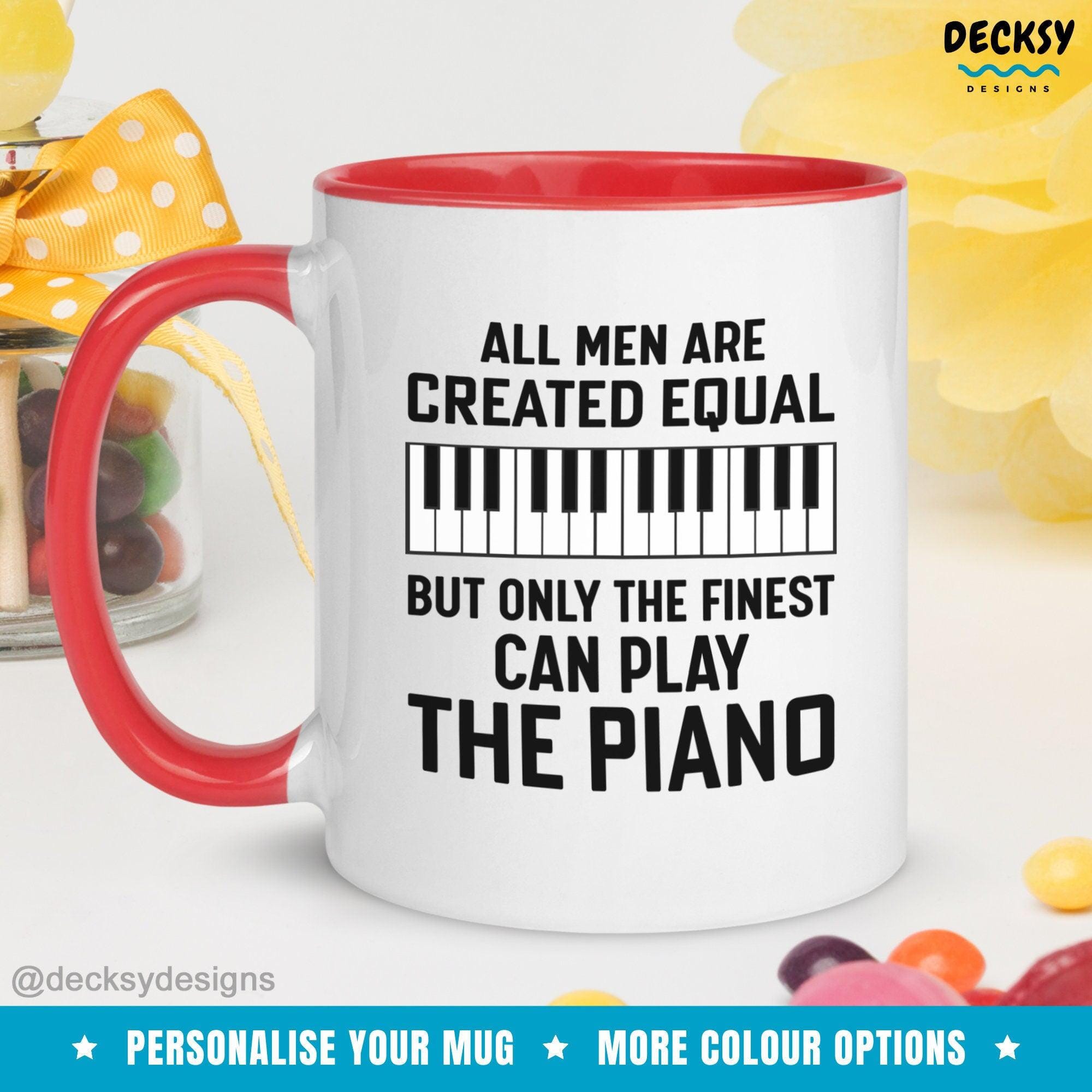 Piano Coffee Mug, Gift for Piano Teacher-Home & Living:Kitchen & Dining:Drink & Barware:Drinkware:Mugs-DecksyDesigns-White Mug 11 oz-NO PERSONALISATION-DecksyDesigns