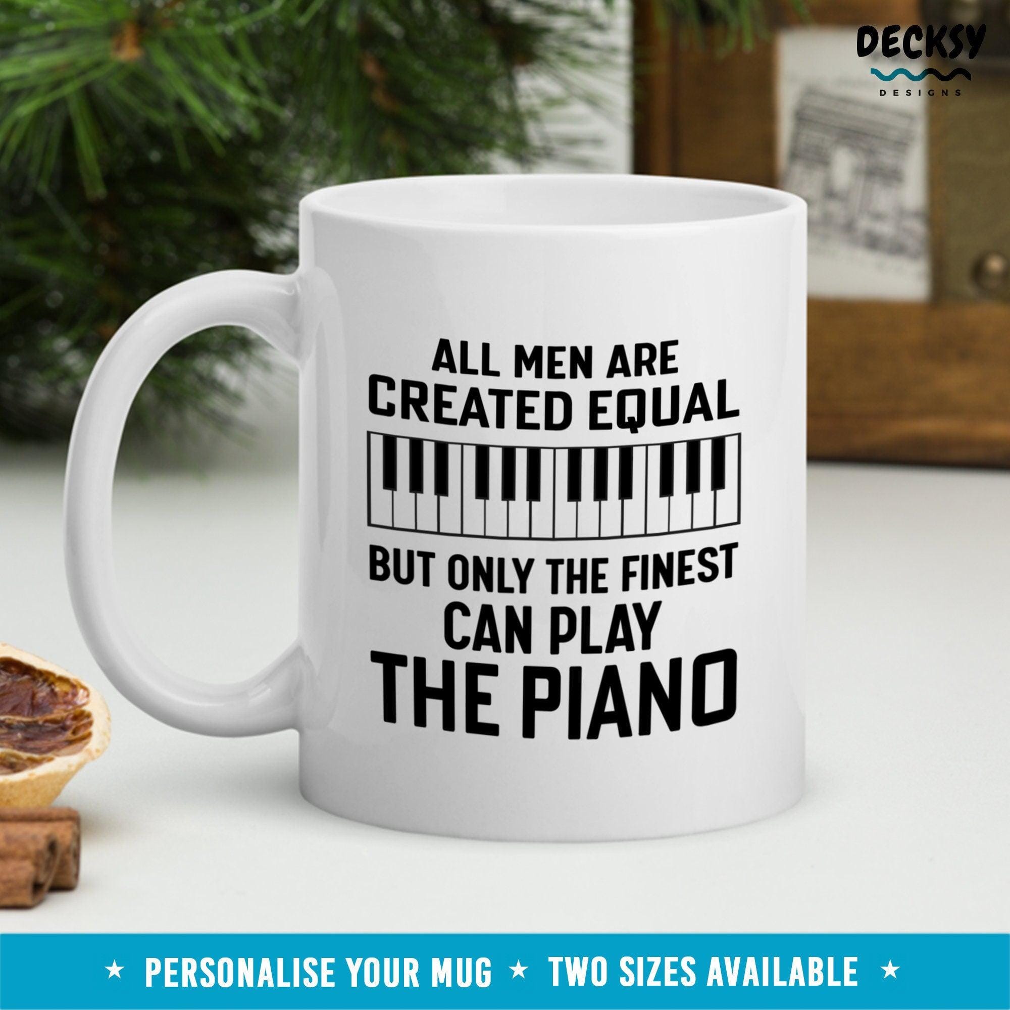 Piano Coffee Mug, Gift for Piano Teacher-Home & Living:Kitchen & Dining:Drink & Barware:Drinkware:Mugs-DecksyDesigns-White Mug 11 oz-NO PERSONALISATION-DecksyDesigns