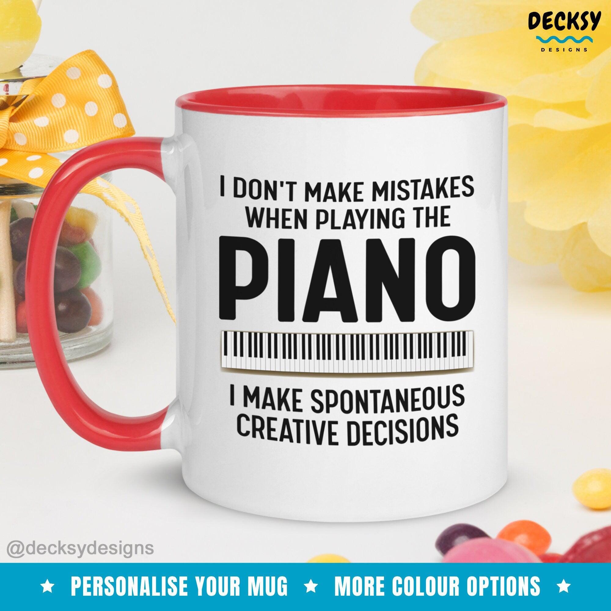 Piano Coffee Mug, Pesonalised Pianist Gift-Home & Living:Kitchen & Dining:Drink & Barware:Drinkware:Mugs-DecksyDesigns-White Mug 11 oz-NO PERSONALISATION-DecksyDesigns