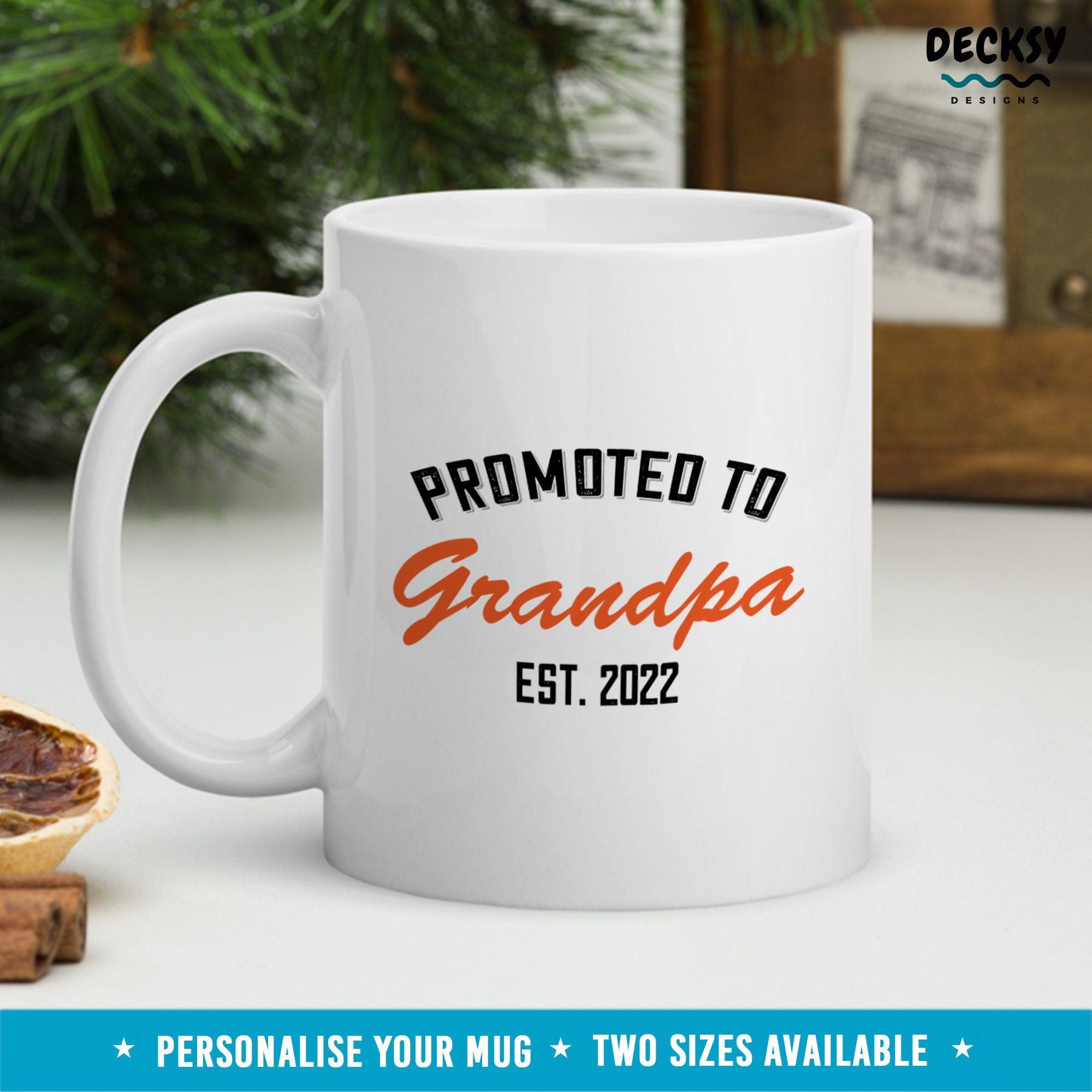 Promoted To Grandpa Gift, Personalised Grandpa Est Mug-Home & Living:Kitchen & Dining:Drink & Barware:Drinkware:Mugs-DecksyDesigns-White Mug 11 oz-NO PERSONALISATION-DecksyDesigns