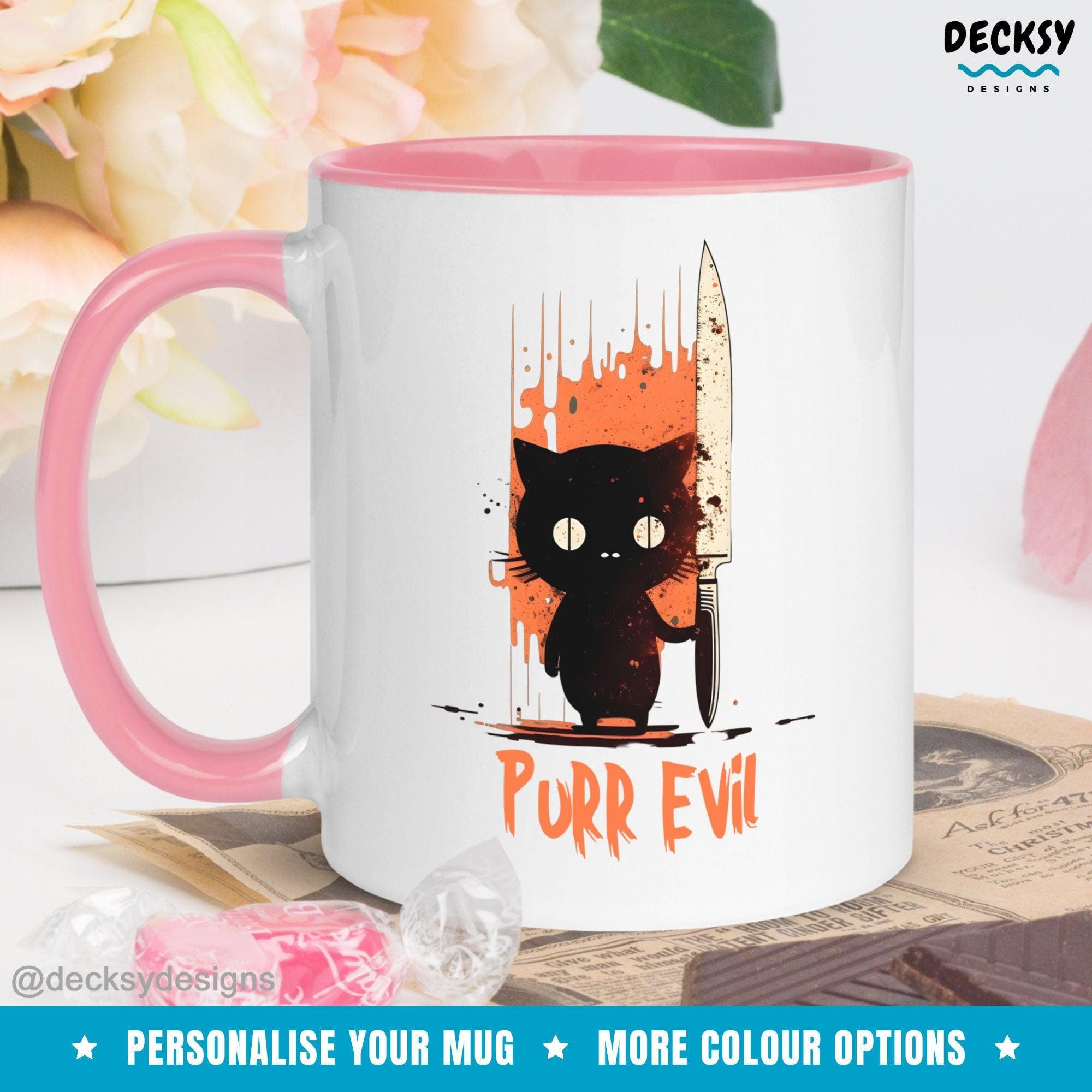 Purr Evil Cat Mug, Custom Cat Lover Gift-Home & Living:Kitchen & Dining:Drink & Barware:Drinkware:Mugs-DecksyDesigns-White Mug 11 oz-NO PERSONALISATION-DecksyDesigns