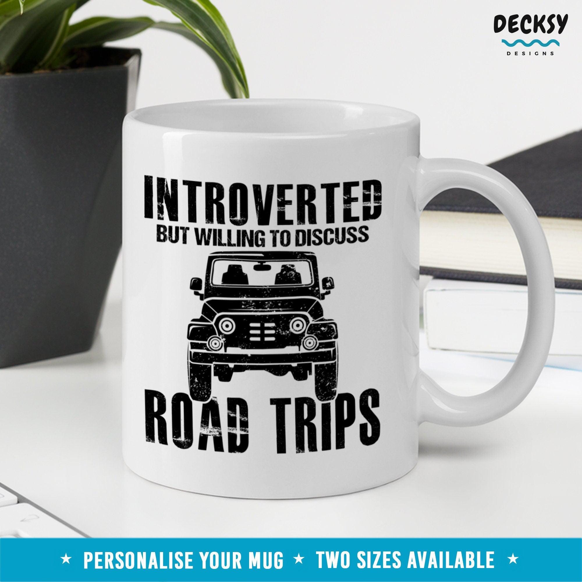 Road Trip Lover Mug, Funny Introvert Coffee Gift-Home & Living:Kitchen & Dining:Drink & Barware:Drinkware:Mugs-DecksyDesigns-11 Oz-NO PERSONALISATION-DecksyDesigns