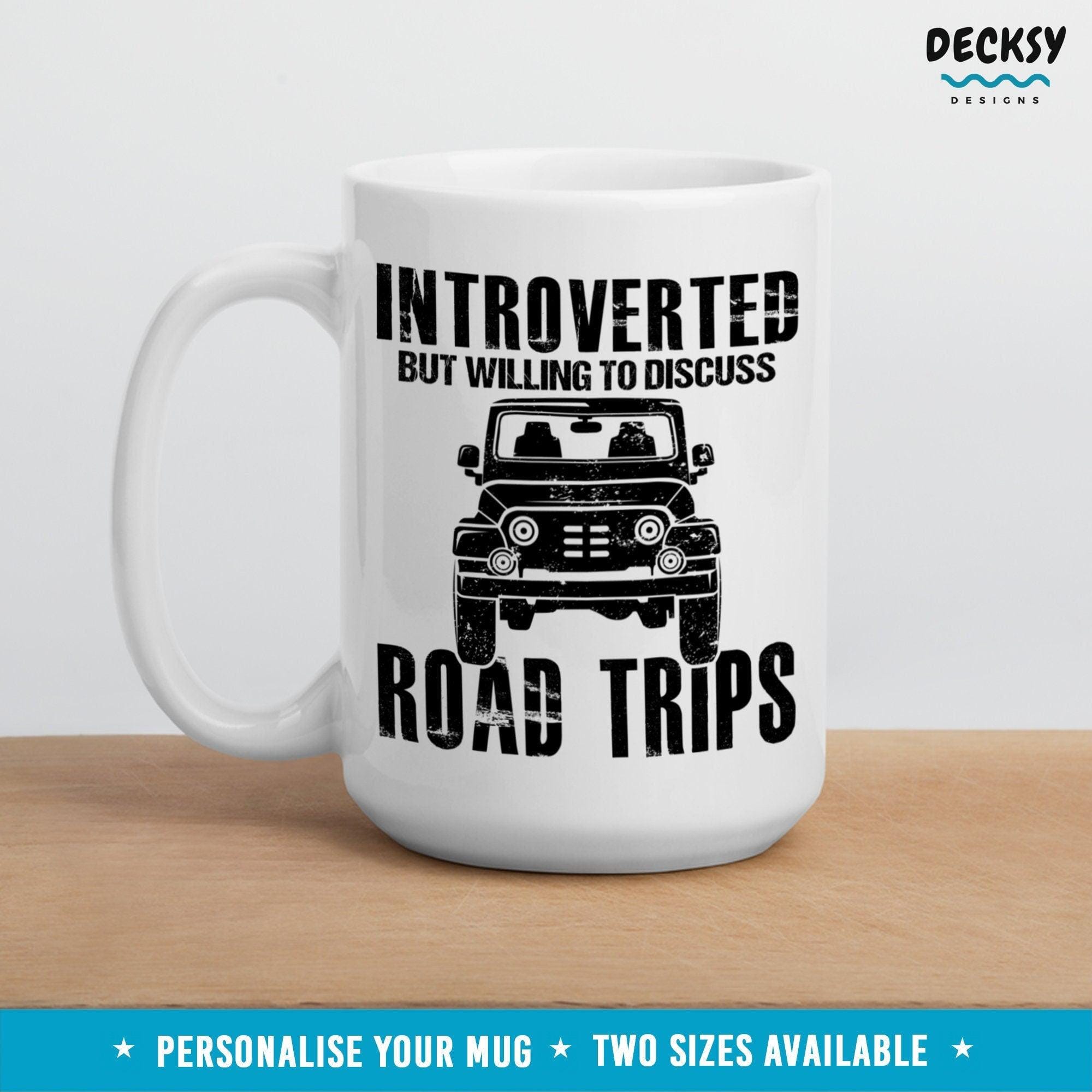 Road Trip Lover Mug, Funny Introvert Coffee Gift-Home & Living:Kitchen & Dining:Drink & Barware:Drinkware:Mugs-DecksyDesigns-11 Oz-NO PERSONALISATION-DecksyDesigns