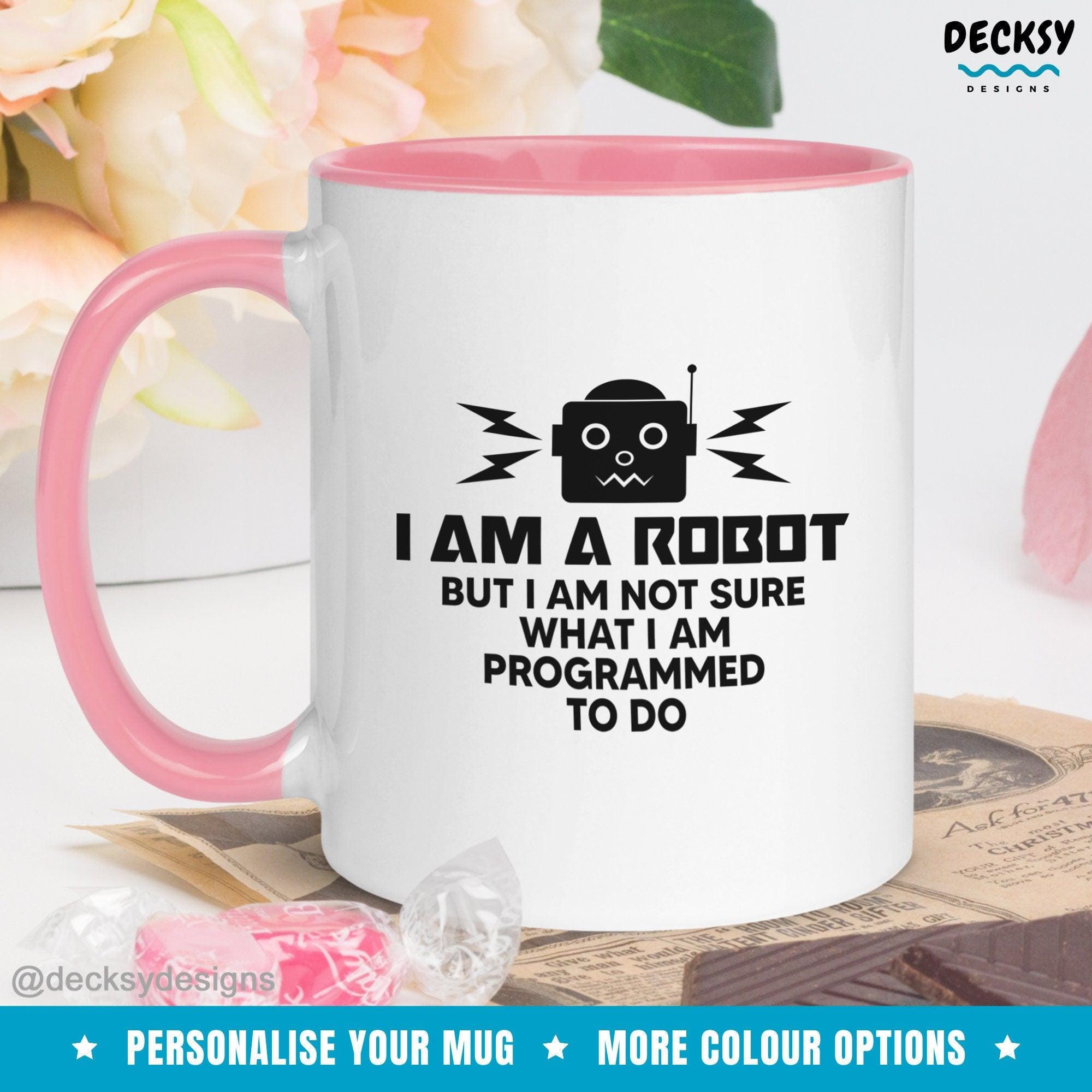 Robot Coffee Mug, Funny Engineer Gift-Home & Living:Kitchen & Dining:Drink & Barware:Drinkware:Mugs-DecksyDesigns-White Mug 11 oz-NO PERSONALISATION-DecksyDesigns