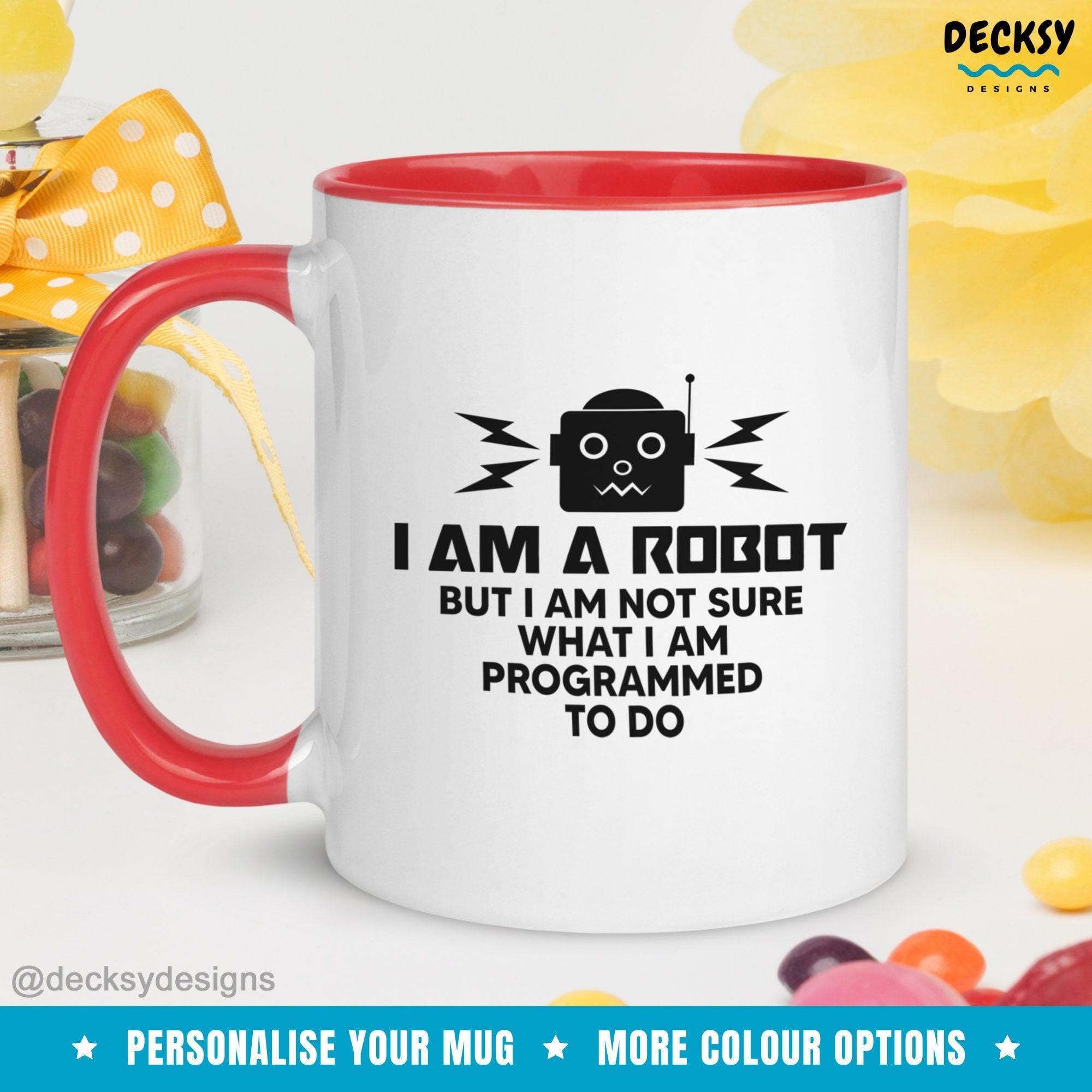 Robot Coffee Mug, Funny Engineer Gift-Home & Living:Kitchen & Dining:Drink & Barware:Drinkware:Mugs-DecksyDesigns-White Mug 11 oz-NO PERSONALISATION-DecksyDesigns