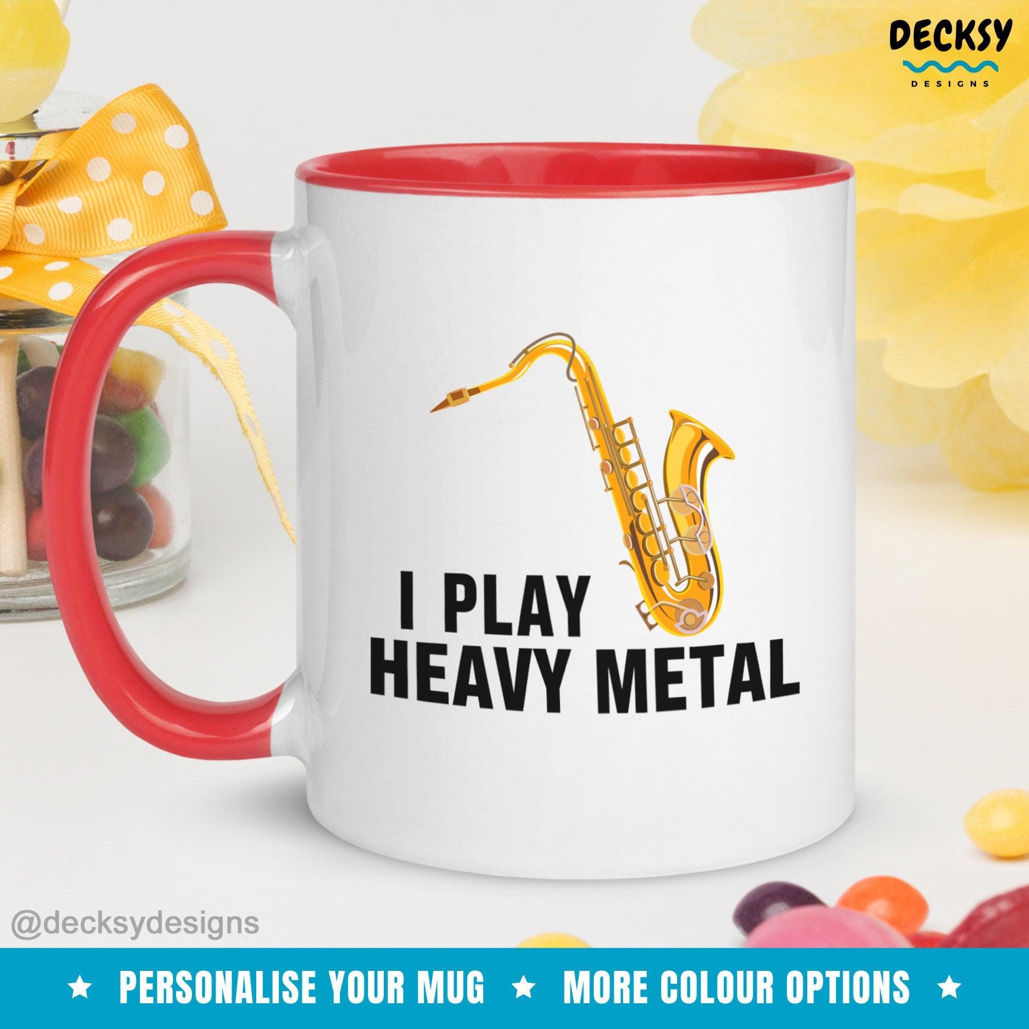 Saxophone Player Mug, Gift For Sax Player-Home & Living:Kitchen & Dining:Drink & Barware:Drinkware:Mugs-DecksyDesigns-White Mug 11 oz-NO PERSONALISATION-DecksyDesigns