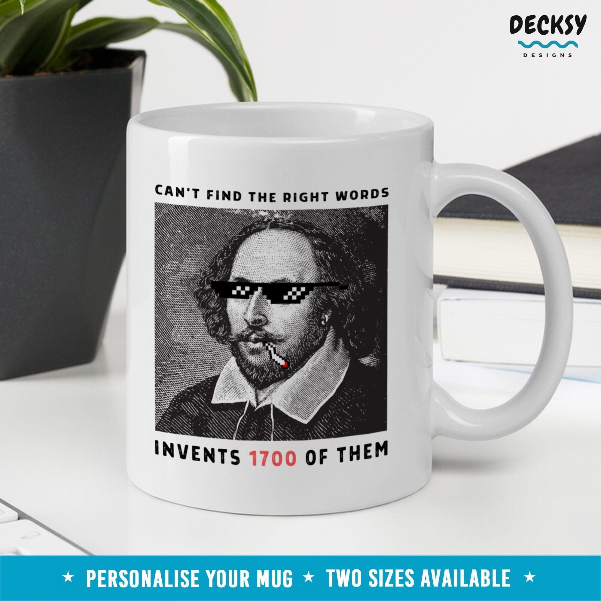 Shakespeare Gifts, Funny English Teacher Mug-Home & Living:Kitchen & Dining:Drink & Barware:Drinkware:Mugs-DecksyDesigns-11 Oz-NO PERSONALISATION-DecksyDesigns