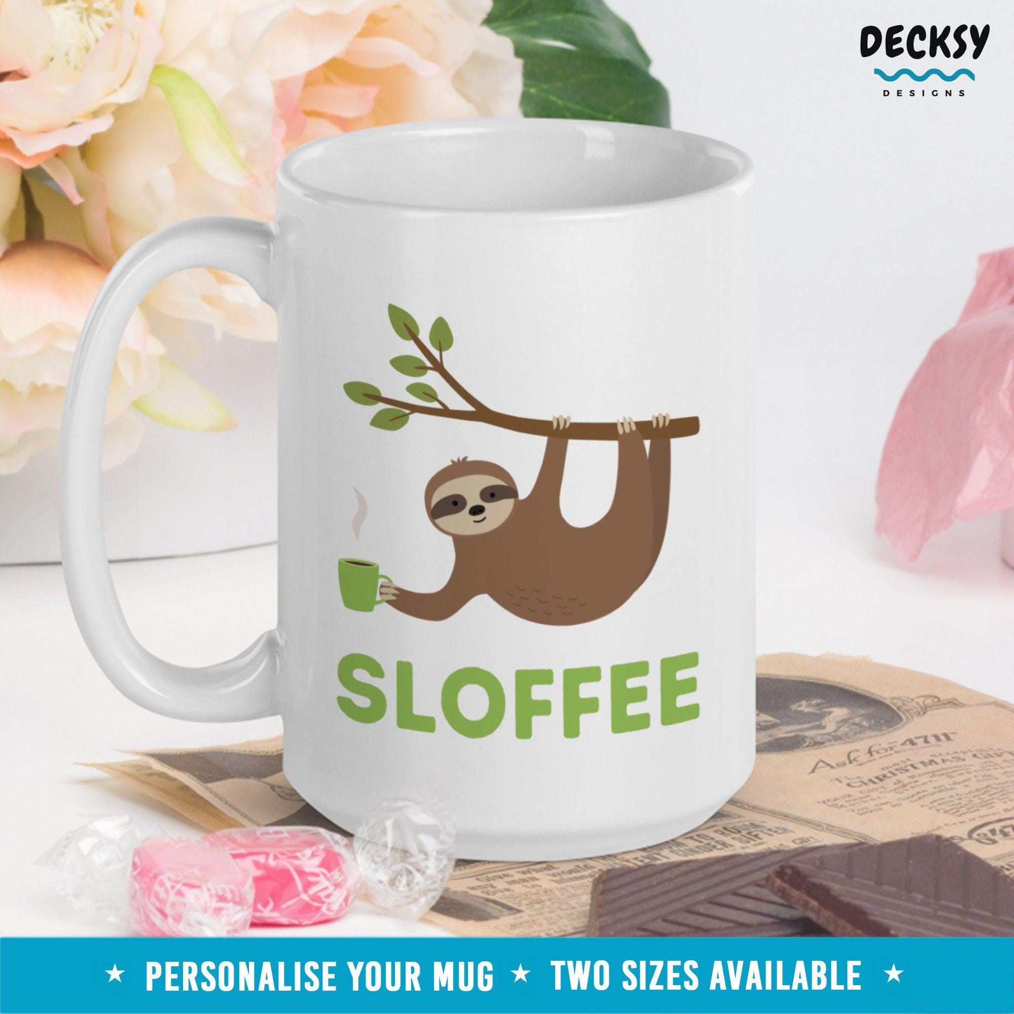 Sloth Coffee Mug, Gift for Sloth Lover-Home & Living:Kitchen & Dining:Drink & Barware:Drinkware:Mugs-DecksyDesigns-11 Oz-NO PERSONALISATION-DecksyDesigns