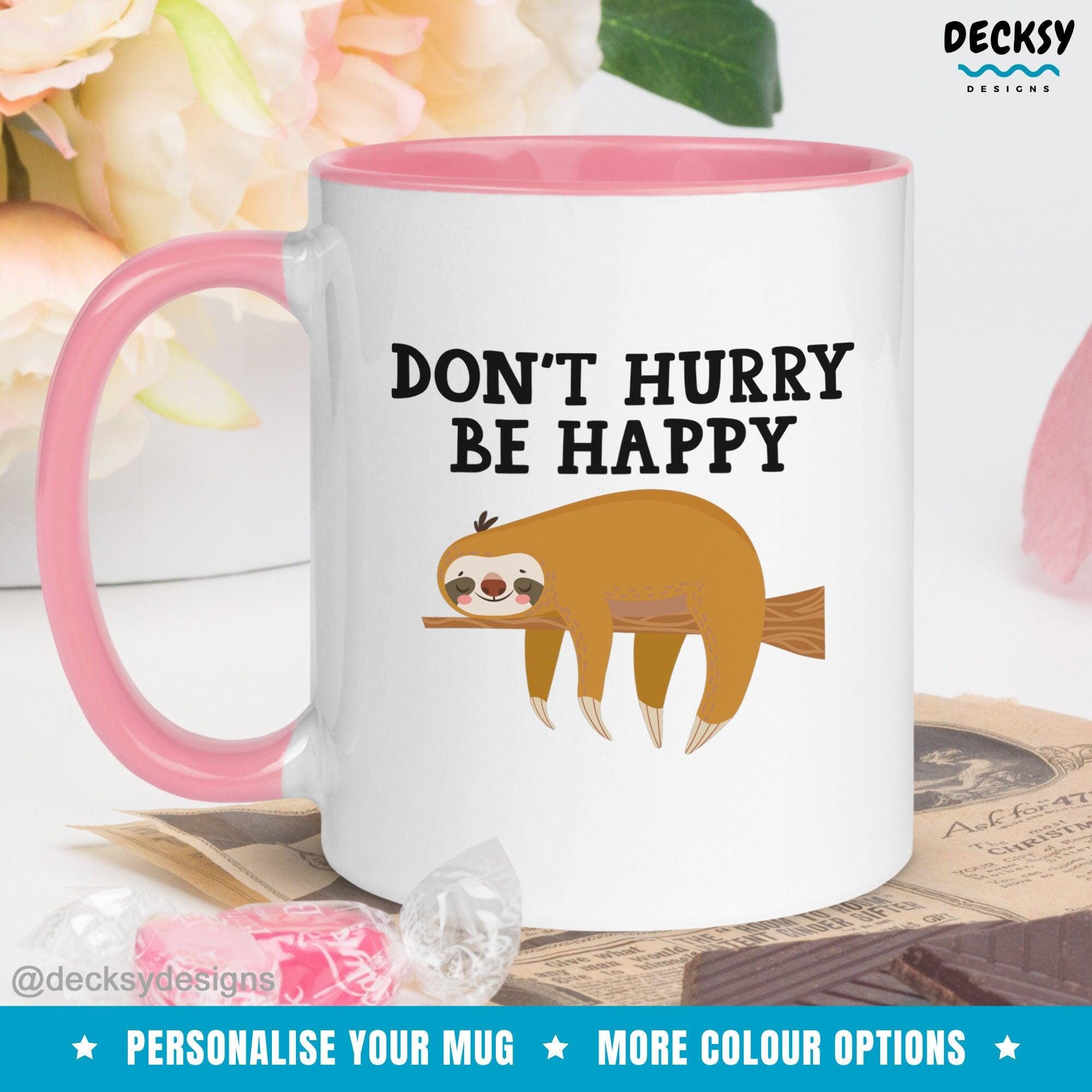 Sloth Coffee Mug, Personalised Sloth Lover Gift-Home & Living:Kitchen & Dining:Drink & Barware:Drinkware:Mugs-DecksyDesigns-White Mug 11 oz-NO PERSONALISATION-DecksyDesigns