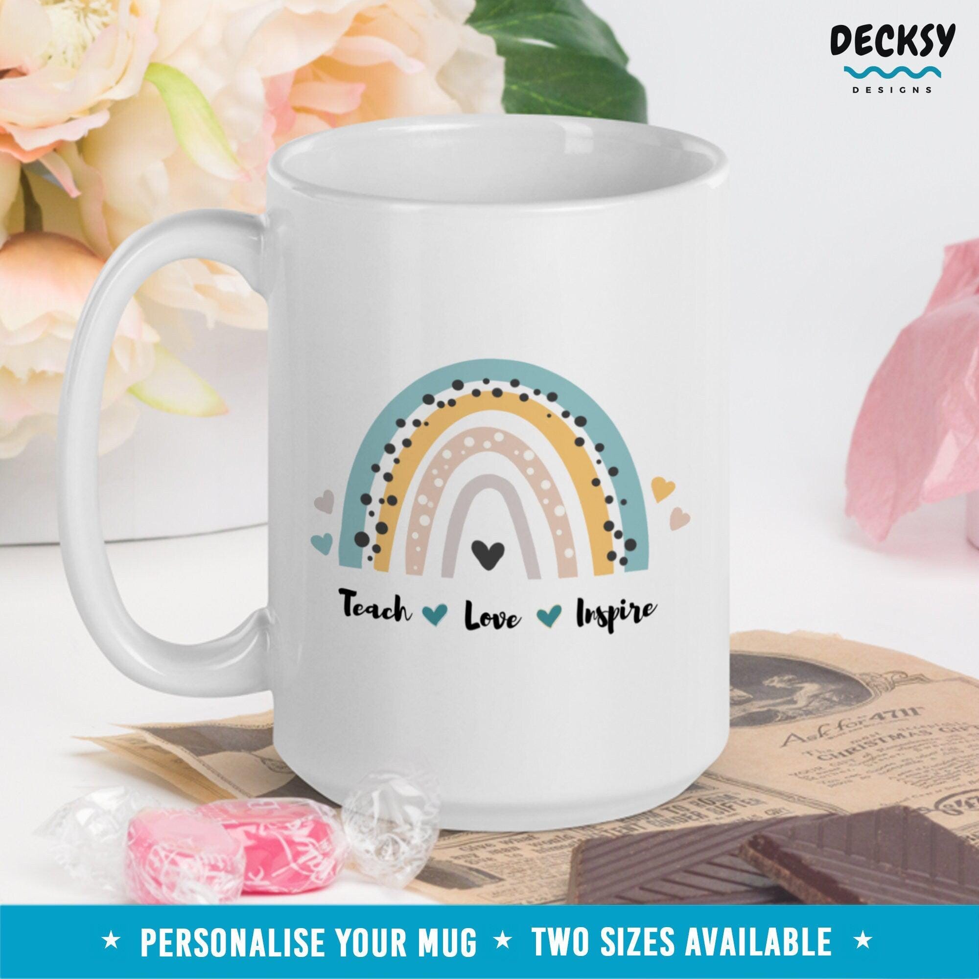 Teacher Mug Gift, Teacher Rainbow Mug-Home & Living:Kitchen & Dining:Drink & Barware:Drinkware:Mugs-DecksyDesigns-11 Oz-NO PERSONALISATION-DecksyDesigns