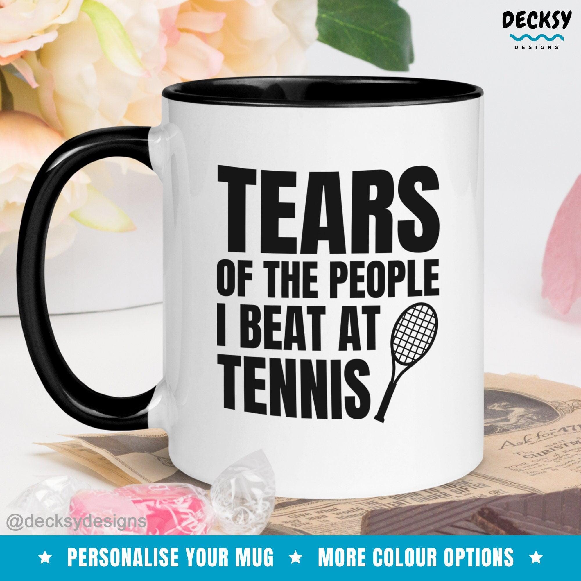 Tennis Mug, Tennis Player Gift-Home & Living:Kitchen & Dining:Drink & Barware:Drinkware:Mugs-DecksyDesigns-White Mug 11 oz-NO PERSONALISATION-DecksyDesigns