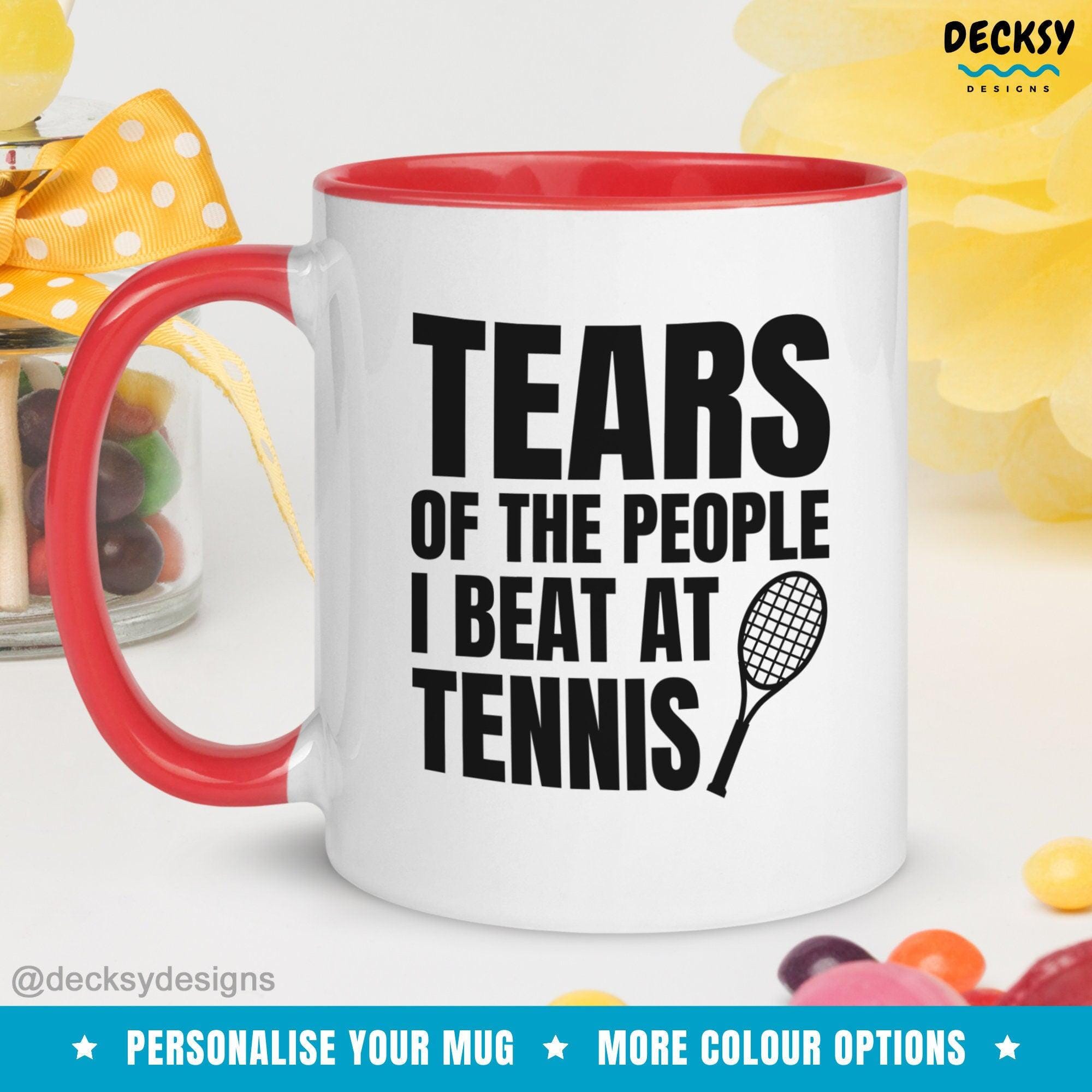 Tennis Mug, Tennis Player Gift-Home & Living:Kitchen & Dining:Drink & Barware:Drinkware:Mugs-DecksyDesigns-White Mug 11 oz-NO PERSONALISATION-DecksyDesigns