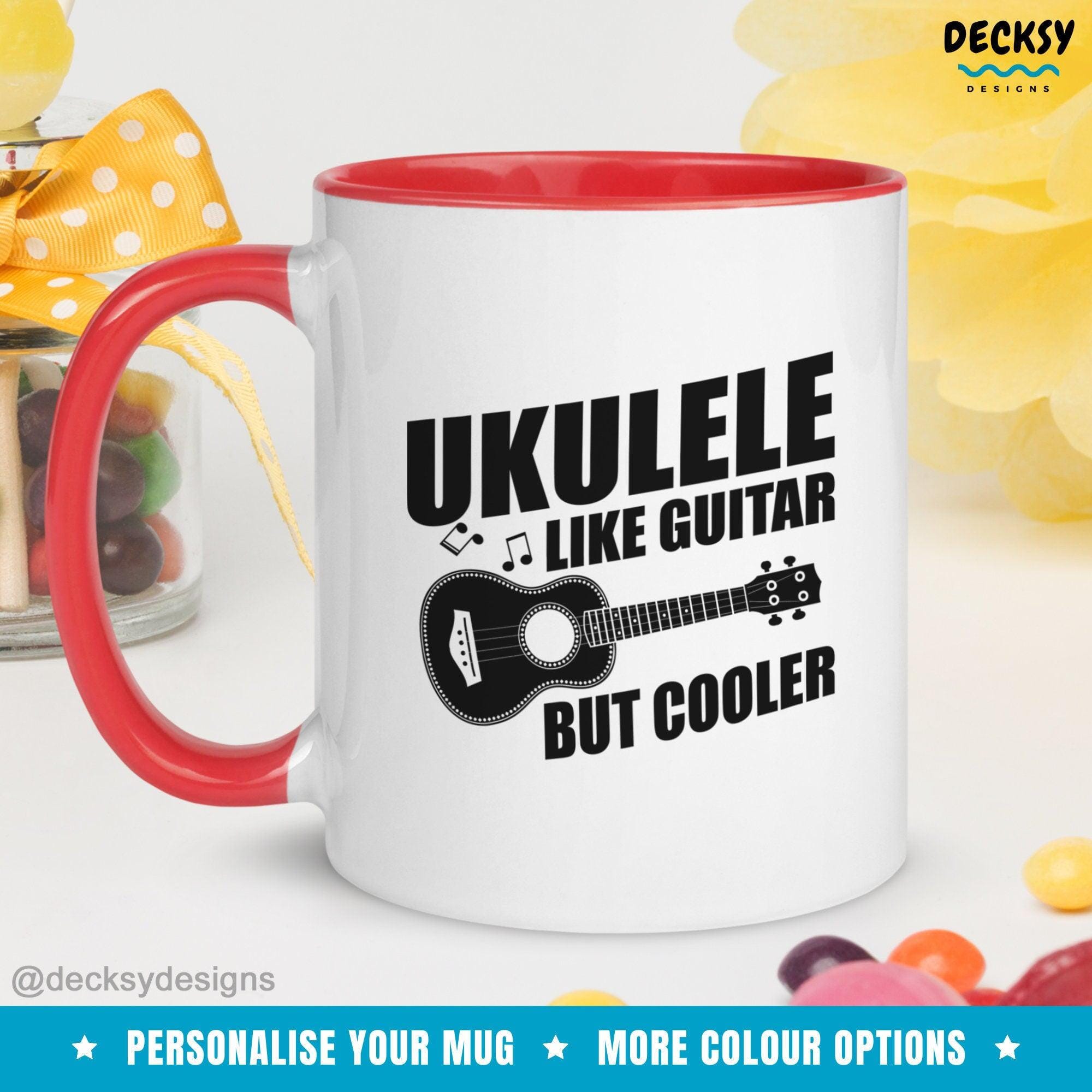 Ukulele Mug, Custom Music Lover Gift-Home & Living:Kitchen & Dining:Drink & Barware:Drinkware:Mugs-DecksyDesigns-White Mug 11 oz-NO PERSONALISATION-DecksyDesigns