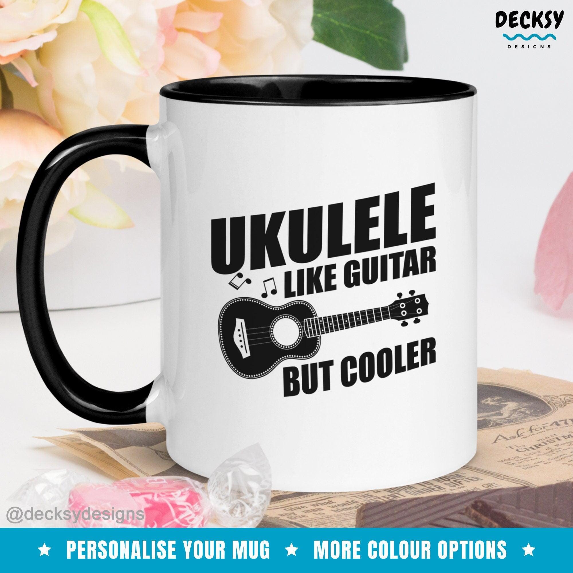 Ukulele Mug, Custom Music Lover Gift-Home & Living:Kitchen & Dining:Drink & Barware:Drinkware:Mugs-DecksyDesigns-White Mug 11 oz-NO PERSONALISATION-DecksyDesigns