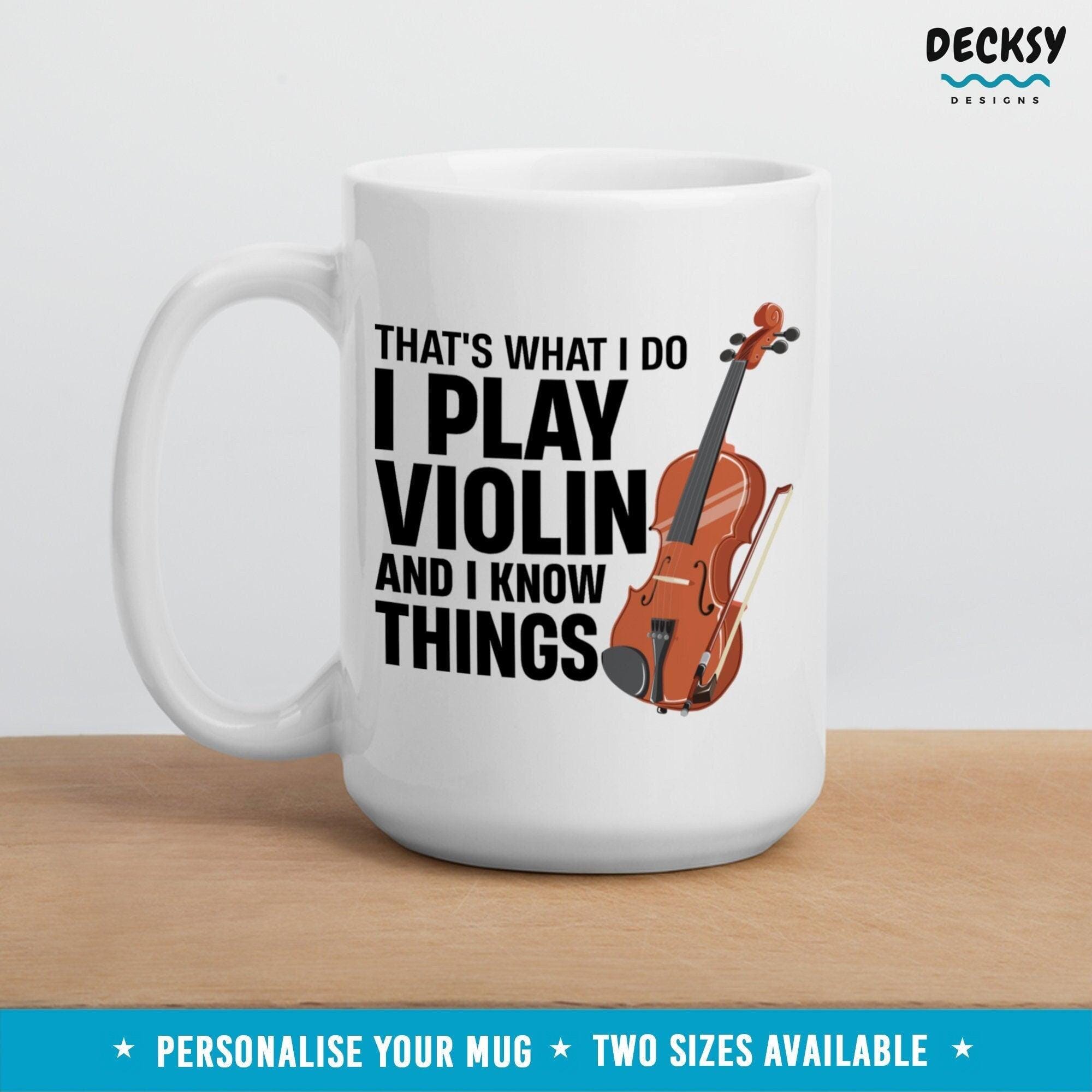 Violin Coffee Mug, Custom Gift For Violinist-Home & Living:Kitchen & Dining:Drink & Barware:Drinkware:Mugs-DecksyDesigns-White Mug 11 oz-NO PERSONALISATION-DecksyDesigns