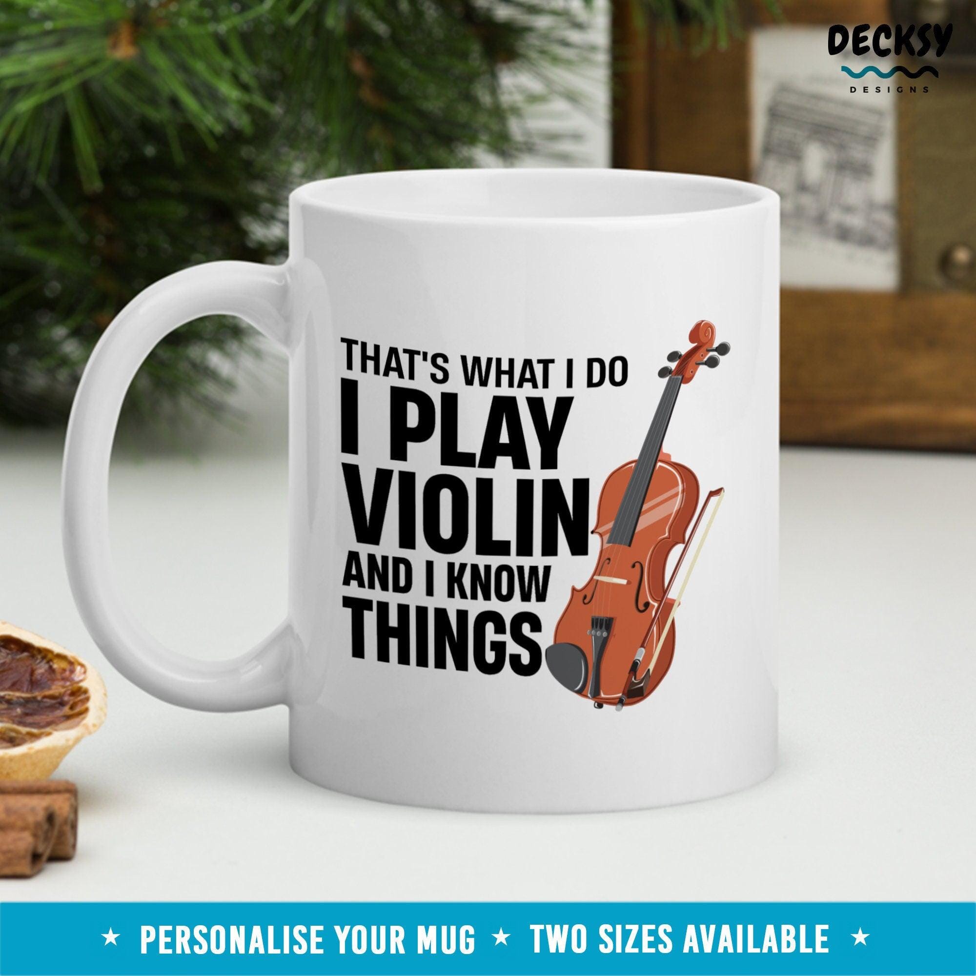 Violin Coffee Mug, Custom Gift For Violinist-Home & Living:Kitchen & Dining:Drink & Barware:Drinkware:Mugs-DecksyDesigns-White Mug 11 oz-NO PERSONALISATION-DecksyDesigns